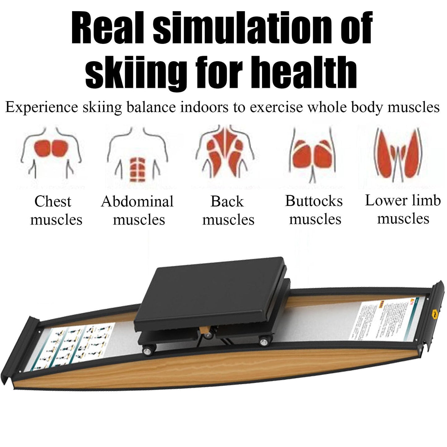 Ski Machine for Home Exercise - Glutes Workout Equipment, Indoor Stair Steppers, Body Balance Fitness Equipment, Waist Training Ski Simulator