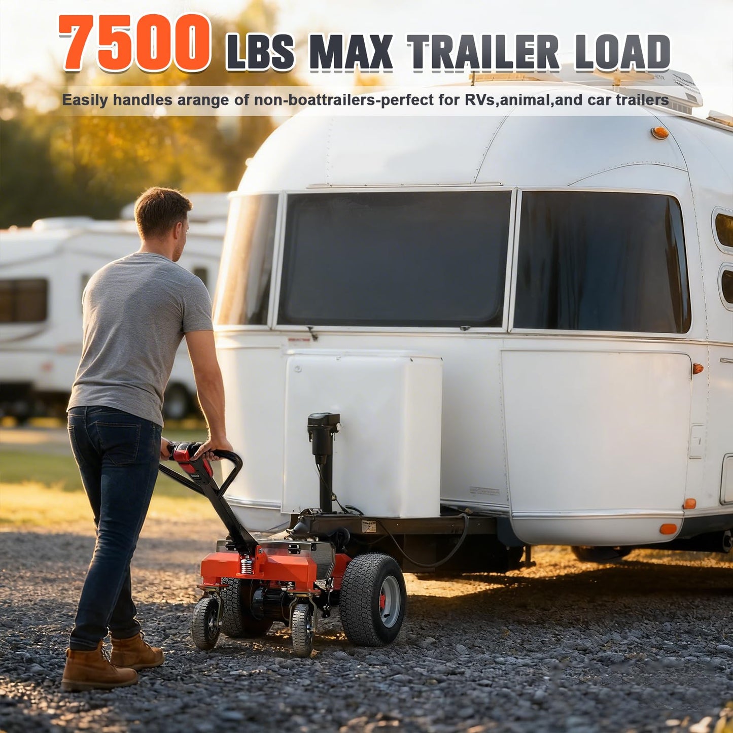 Electric Trailer Dolly Super-Duty with 6Wheel, 7500lbs Max All-Terrain Wheels Electric Trailer Dolly, Reverse/Drive/Brake Switch, Adjustable Speed, 2"/4"Ball Hitch Mount for RVs, Car Trailers, Campers
