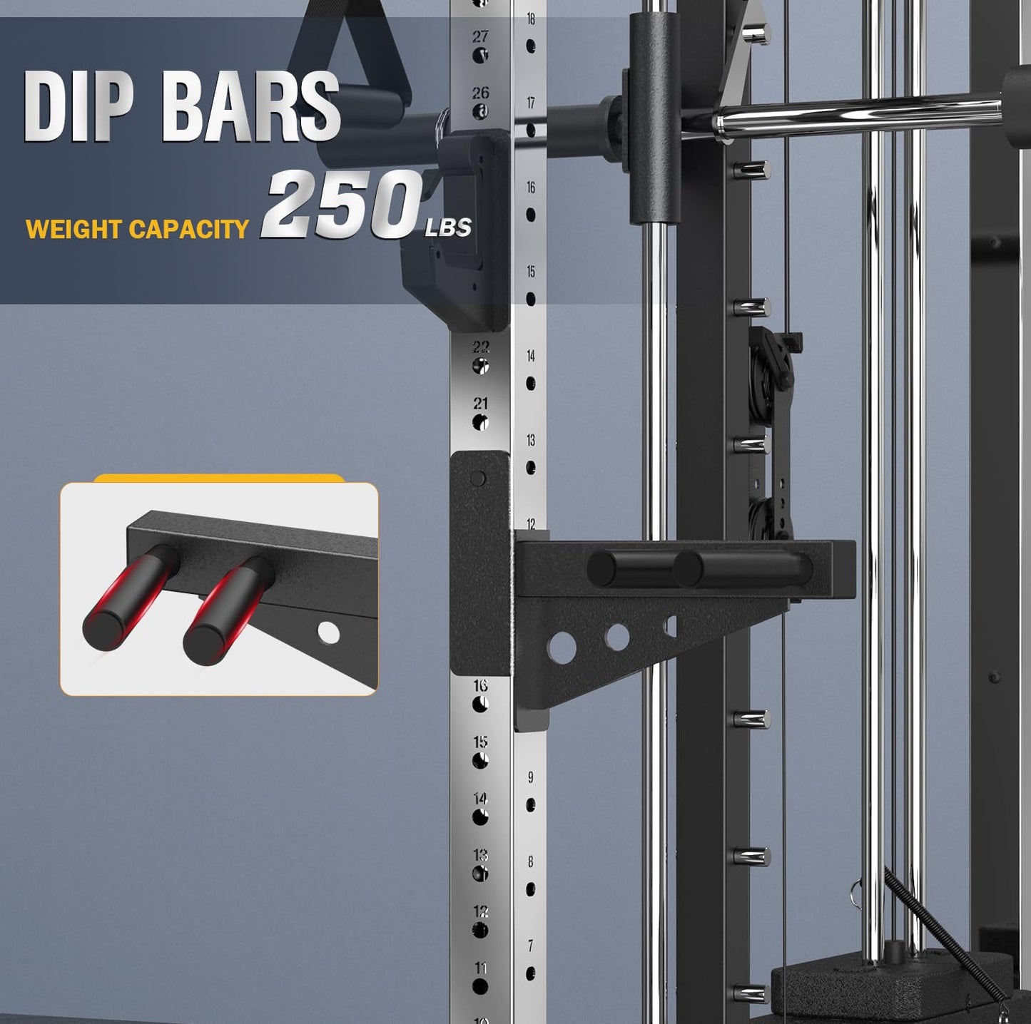 DONOW Smith Machine with Weight Stacks, Power Cage Home Gym System with LAT Pulldown Cable Crossover Multi-Functional Trainer with Dual Pulley System with Weight Bench Cast Iron Weight Plates 240lbs