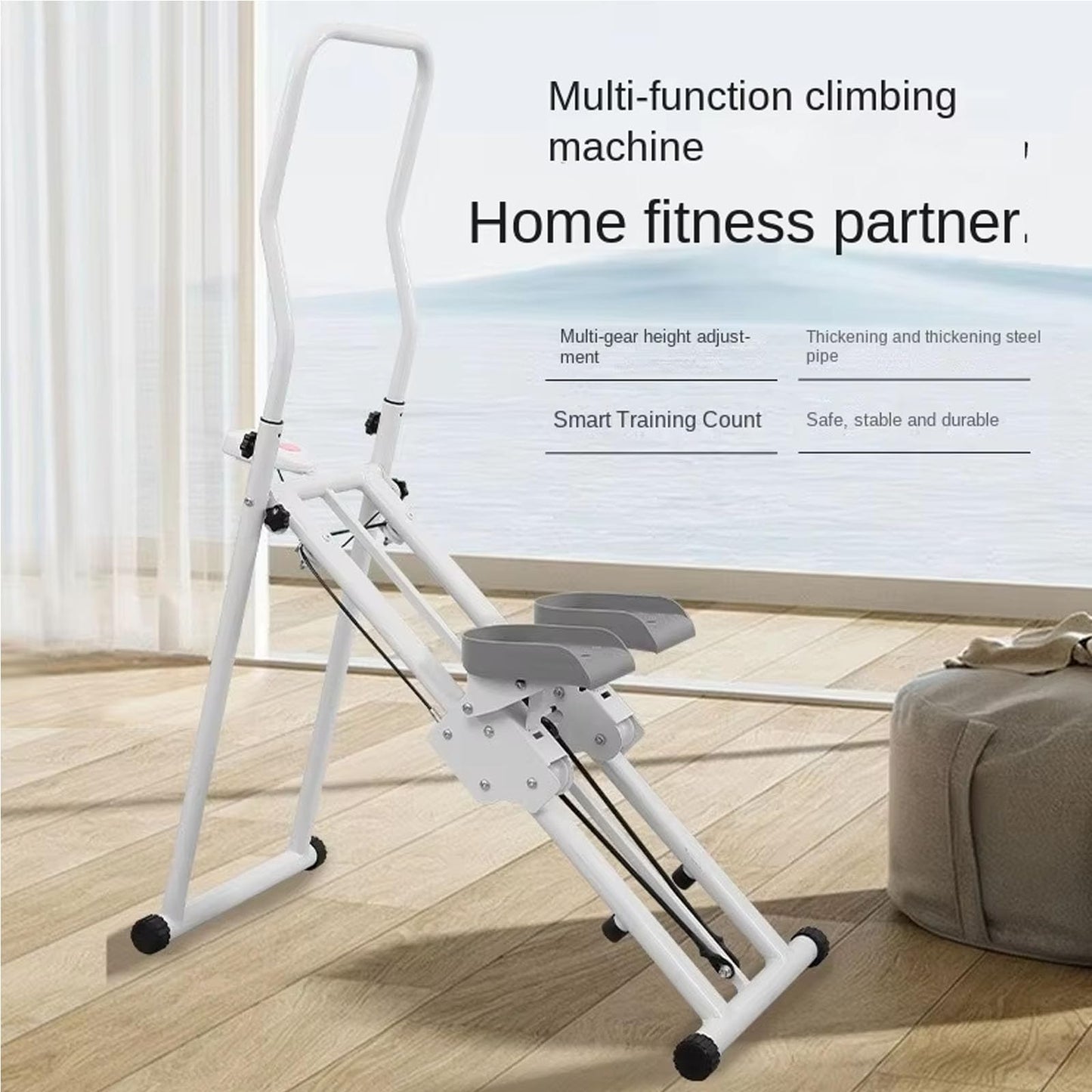 Vertical Climber Machine with LCD, Foldable Vertical Climber Exercise Machine for Home Gym, Stair Stepper Machine for Full-Body Workout, Adjustable Handlebars, Easy to Assemble