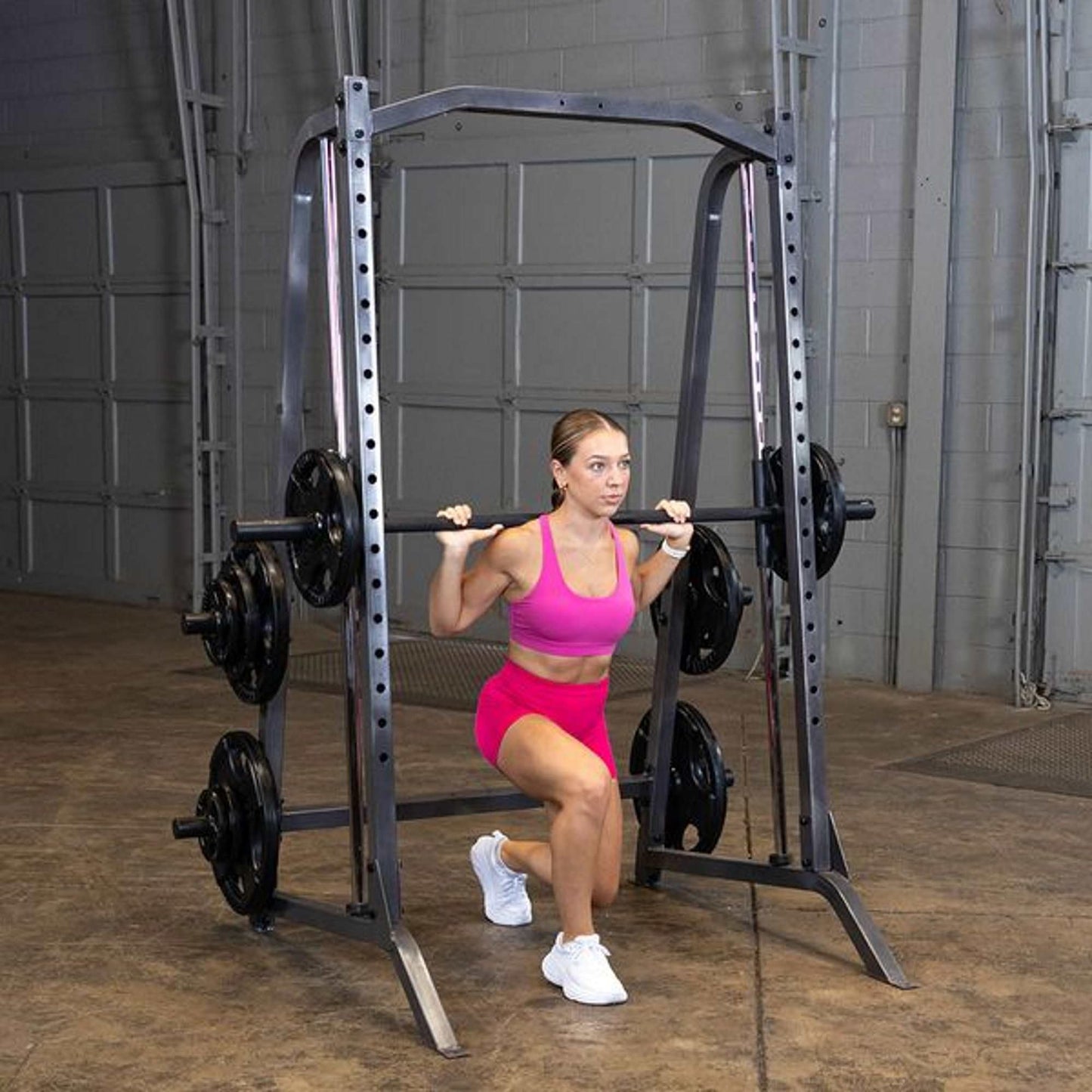 Body-Solid (PSM200) Smith Machine for Home Gym - Strength Training Equipment with Safety Catches, Squat Rack Cage, Half Rack, and Weight Plate Storage