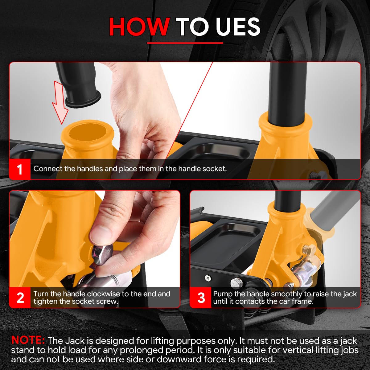 DNA Motoring Low Profile Hydraulic Trolley Service/Floor Jack, 3 Ton (6000 lbs) Capacity Heavy Duty Hydraulic Car Jack, Lifting Range 3"-20", Orange, TOOLS-00475-OG