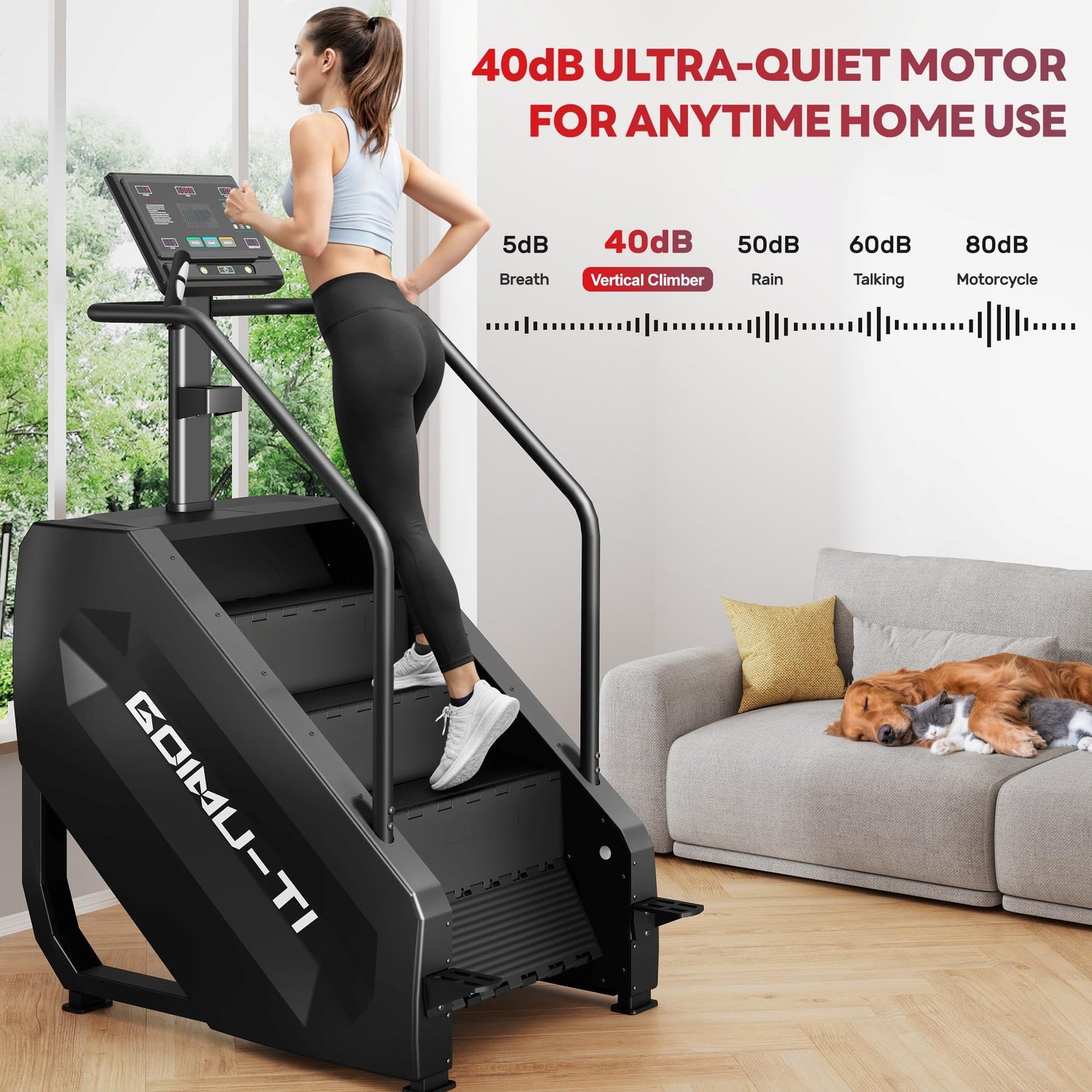 Goimu T1 Stair Stepper Machine, 550Lbs Commercial Grade Stair Climber for Home with 15 Resistance Level and LED Screen, Stepmill Exercise Machine for Full Body Workouts, 24-164 Steps/Min (Black)