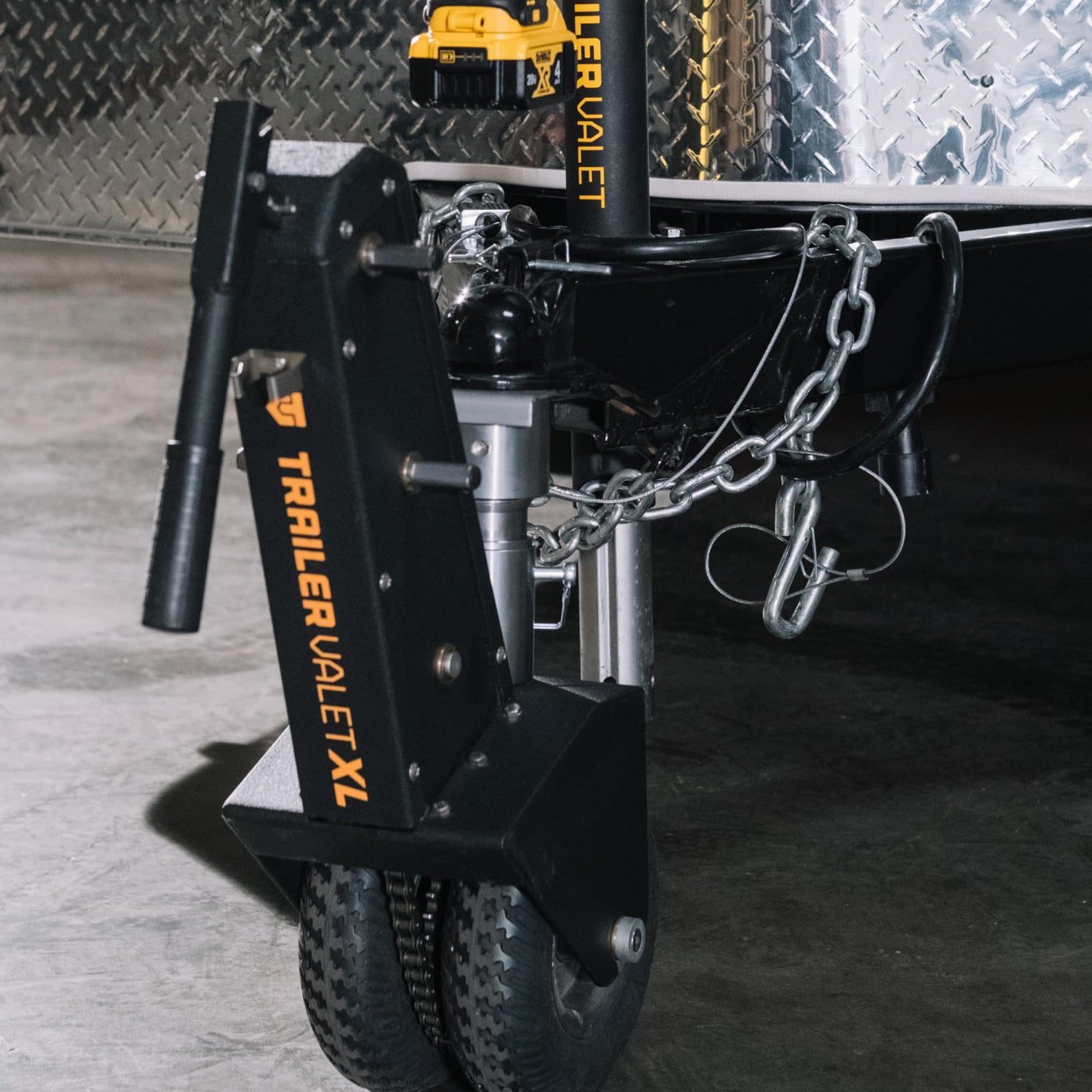 Trailer Valet XL Trailer Dolly with 2 Inch Ball – Drill-Powered or Manual Hand Crank Mover – 10,000 lbs Towing Capacity, 1,000 lbs Tongue Weight – Auto Brake, Never-Flat Tires, TVDA Included