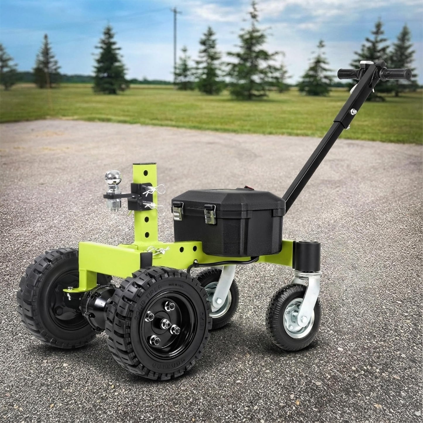 Tow Tuff Electric Trailer Dolly, 24V 800W Motor with Adjustable Hitch Height, 4-Wheel Design for Boat, Cargo, and Utility Trailers, 4500 Lb Cap, Green