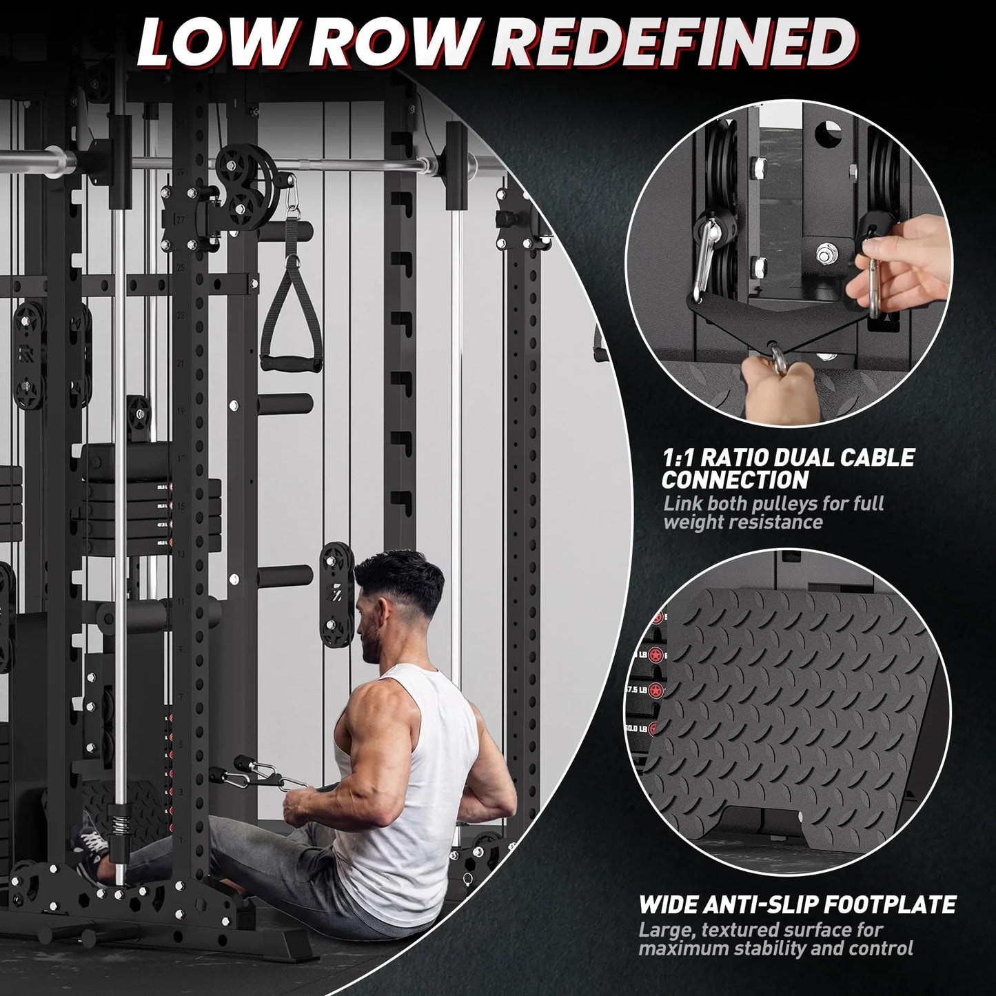 RitKeep Anvil S1 Multi-Function Smith Machine Power Rack with Dual-Drive Pulley, 320 LB Weight Stacks, 2500 LB Capacity, 10+ Equipment for Strength Training (Pro, Machine Only)