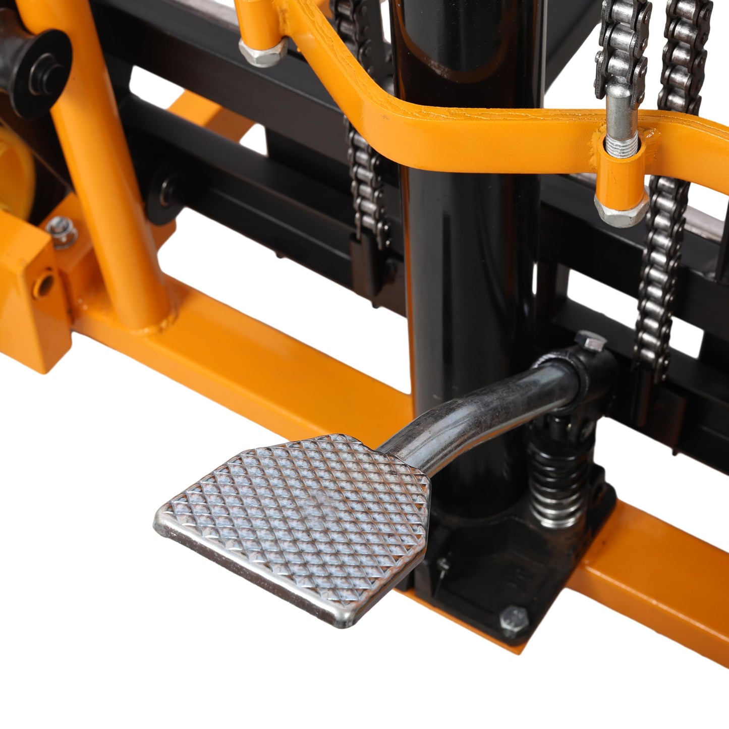 Manual Forklift Pallet Stakcer, Load Capacity 440 Lbs, Hydraulic Material Lift 35.5" Lift Height with Adjustable Forks and Fixed Legs Pallet Truck Dolly Stacker,4PCS Wheels. Yellow Color