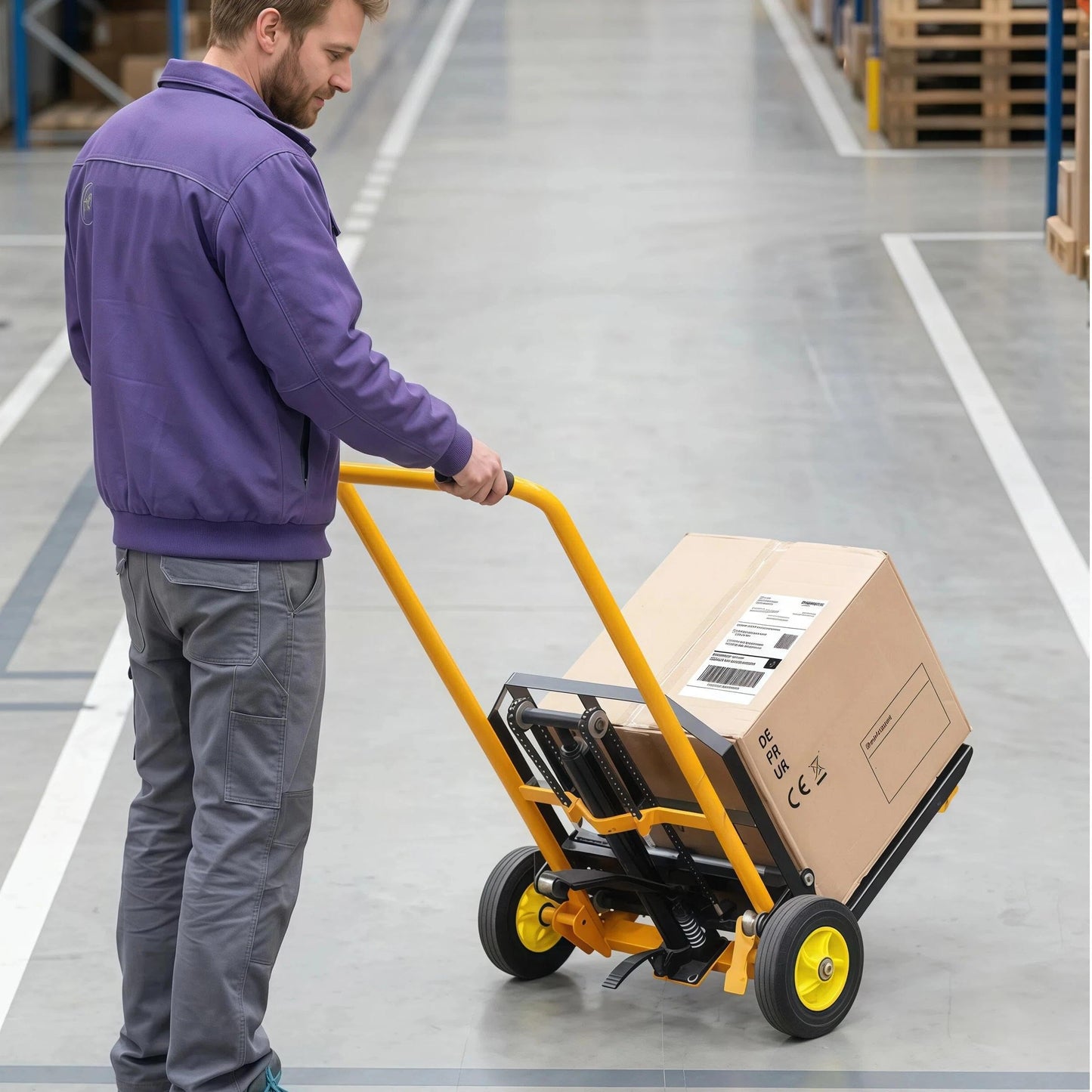 Manual Lift Handling Platform Walkie Stacker Truck - 0.9m Lift Height Light Duty Hand Forklift - Portable Straddle Pallet Jack & Material for Warehouse, Office and Shop Capacity 200kg