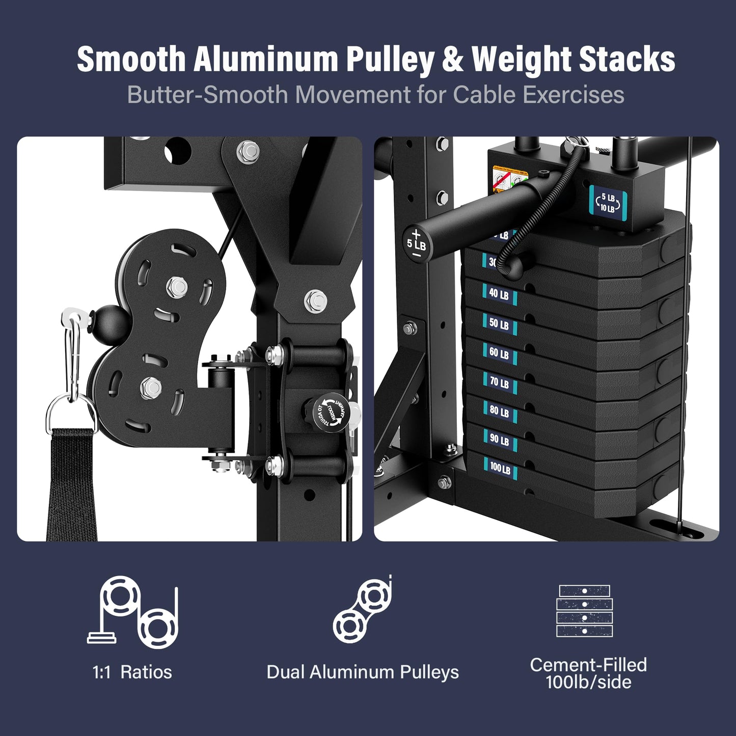 Major Fitness Smith△ Machine Drone2 Premium, All-in-One Home Gym Squat Rack with Aluminum Pulley Set , Weight Bar, Dual LAT Pull-Down Systems (BK D2AW+BK Bench+ BK 230LB)