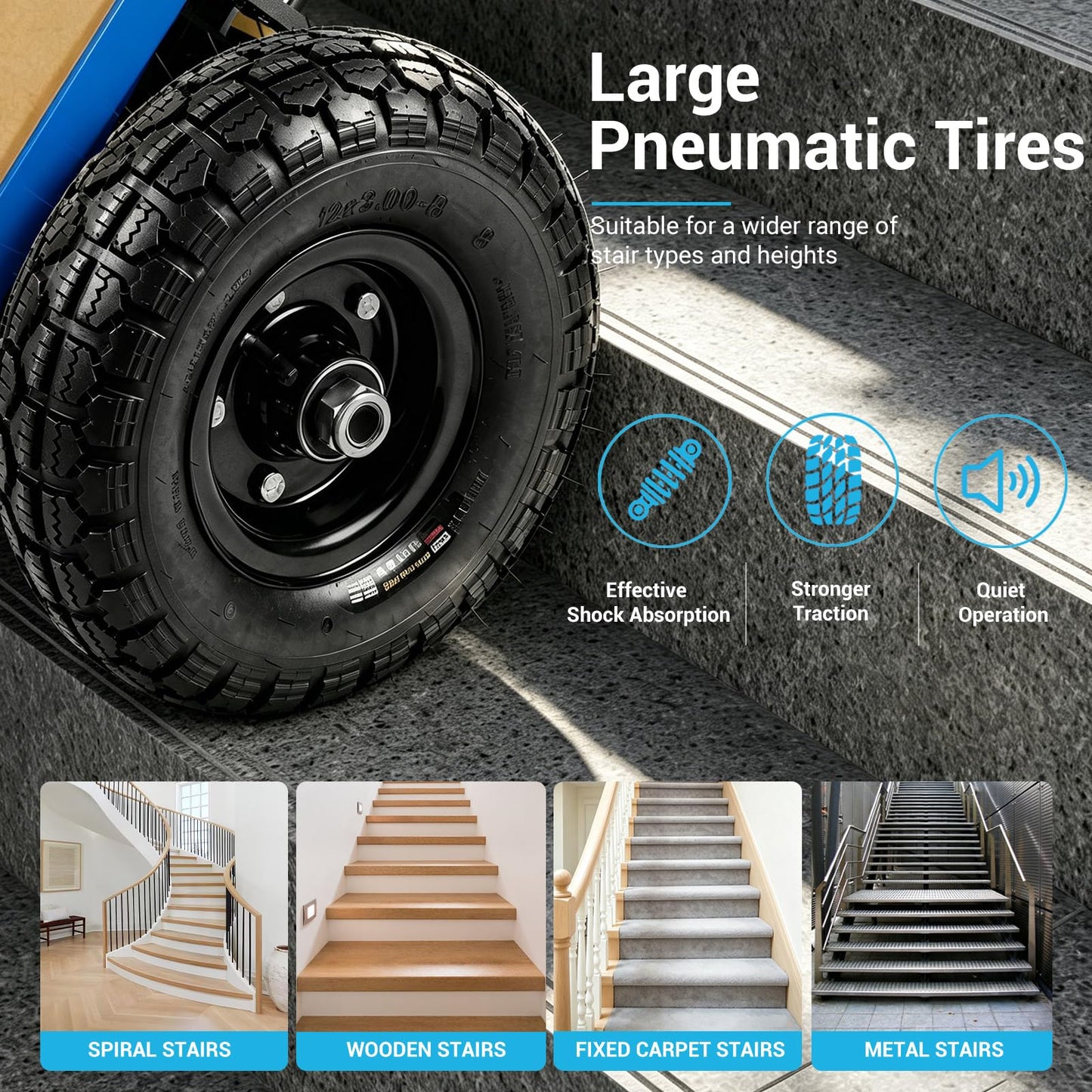 Electric Stair Climbing Dolly, Powered Hand Trucks 1300W Heavy Duty Stair Cart with Safety Rope for Furniture Logistics Warehouse