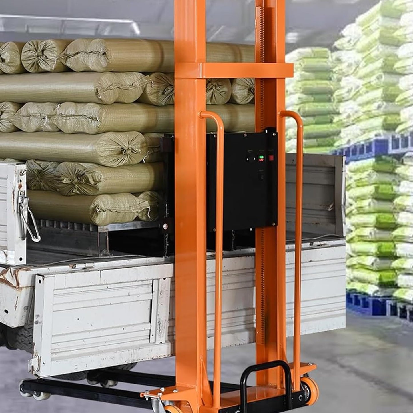 Electric Pallet Stacker 500kg/1100lbs Capacity Hydraulic Portable Material Lift, 1.3m/4.26ft Lifting Height