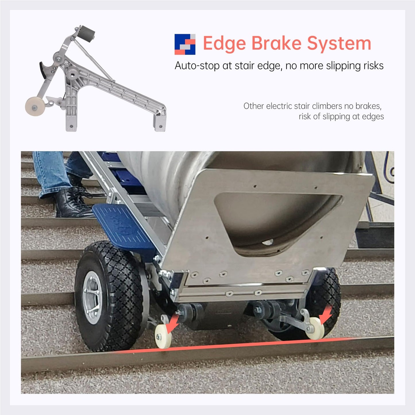 XSTO ZW7250GC Electric Stair Climber, 550lb Load Capacity Heavy Duty Stair Climbing Cart Aluminum Powered Stair Climbing Hand Truck with Foldable Handle Solid Wheel Brake System