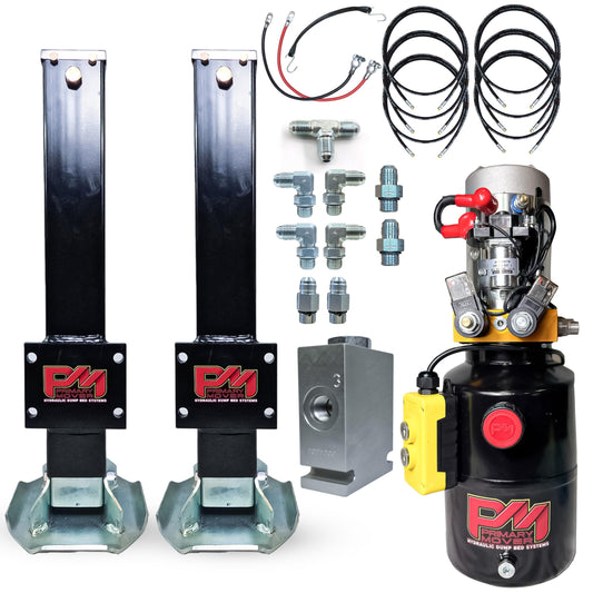 Hydraulic Trailer Jack (24,000 lb) Power Jack 12K x 2 Double Acting, Lift Trailer Jack Stand & Hydraulic Power Unit (24k Jack Kit Bolt On) PFJ-2-MB-K
