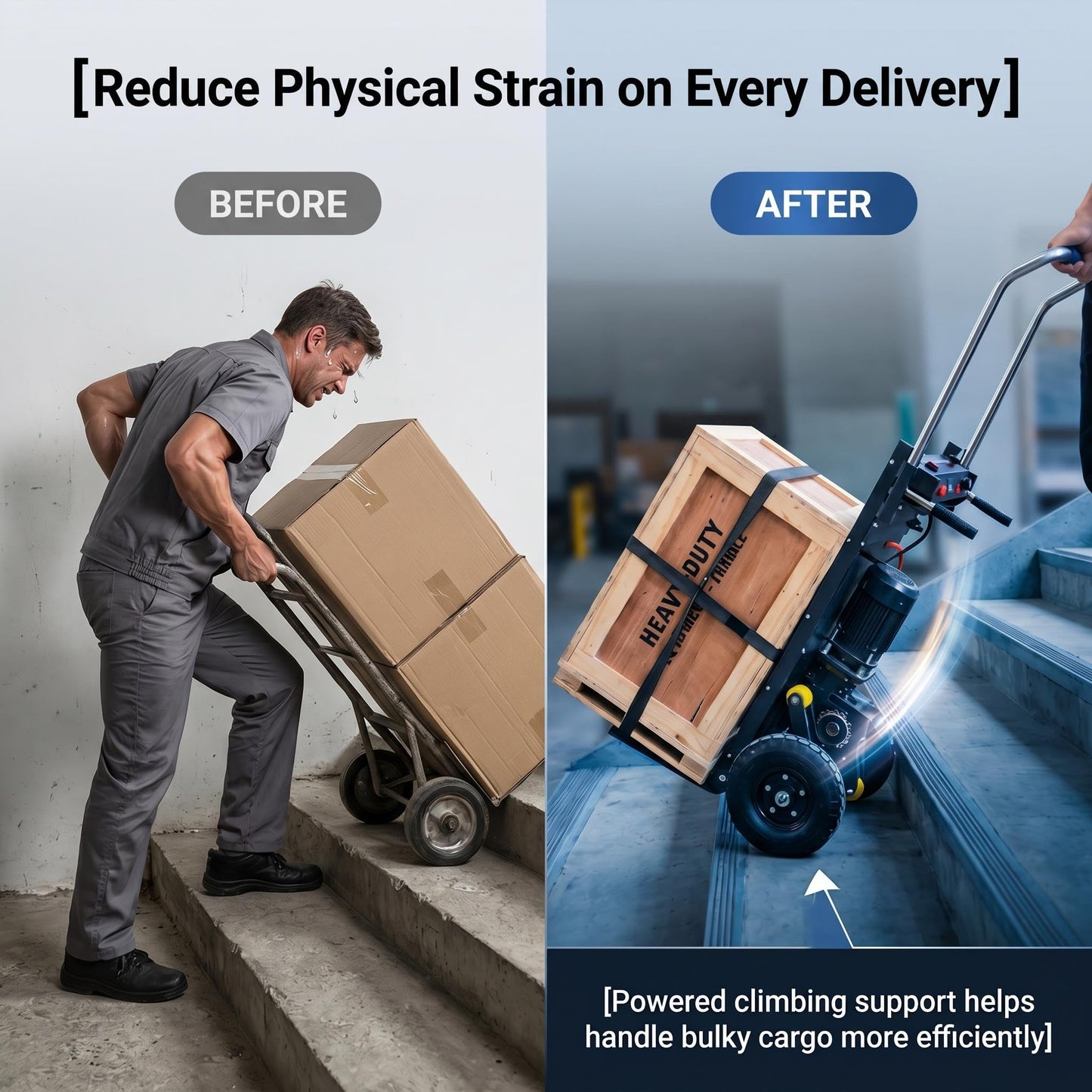 800lbs Stair Climbing Dolly, Stair Climber Suitable for Curved Stairs; Electric Stair Climbing Dolly for Going up and Down Stairs.