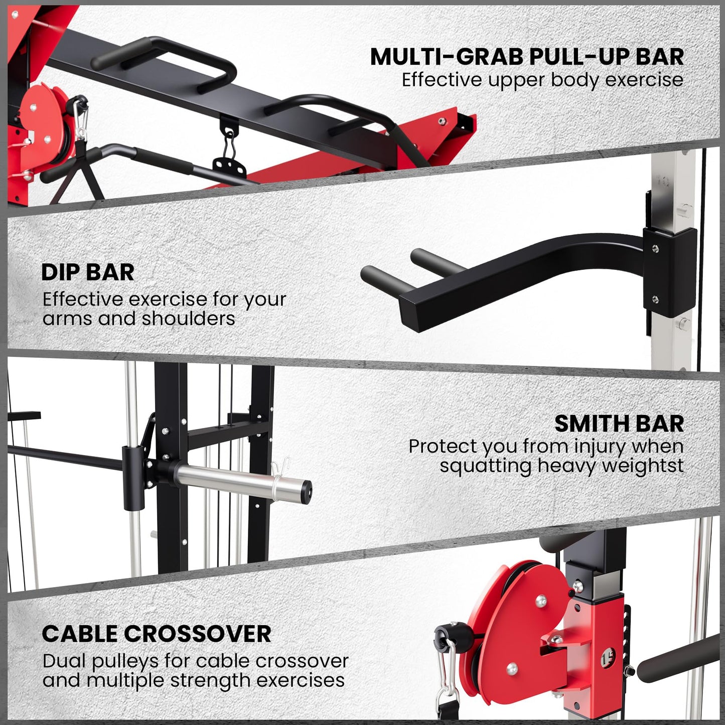 Power Cage Smith Machine, Power Cage Light Commercial Grade SuperiSquat Rack for Home Gym Equipment