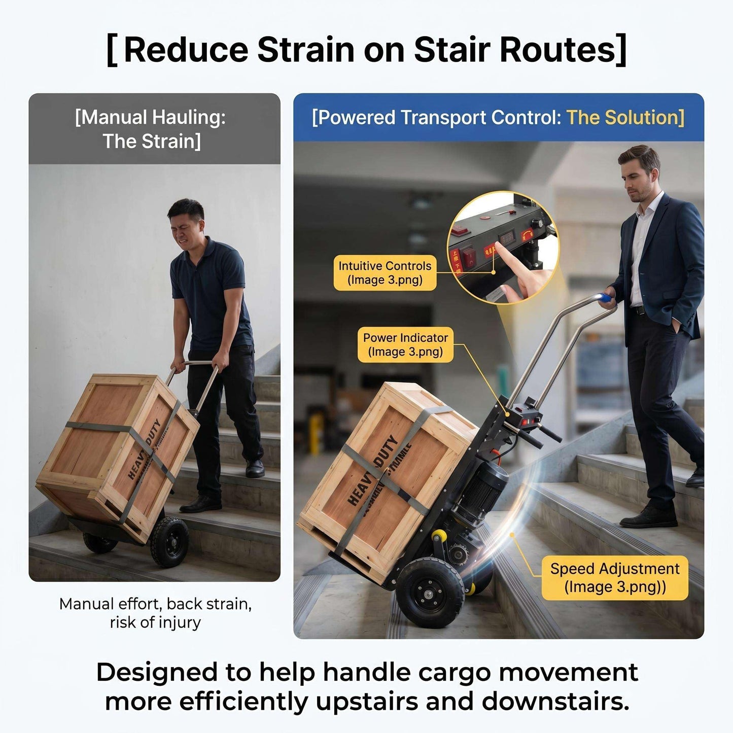 YOEXTO 800Lbs Capacity Rated Load Electric Stair Climber, Stair Climbing Hand Truck for Logistics with Foldable Design, Motor Cart with 48V Lithium Battery for Moving Furniture and Goods(Black)