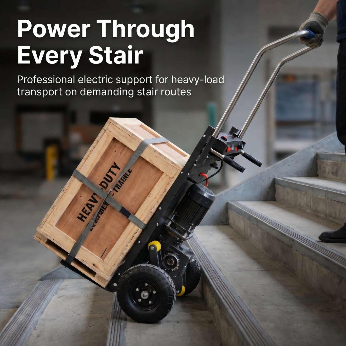 Heavy-Duty Electric Stair Climbing Cart, Electric Stair Climbing Machine for Construction, Large Load Capacity Electric Stair Climbing Cart with 48V Lithium Battery