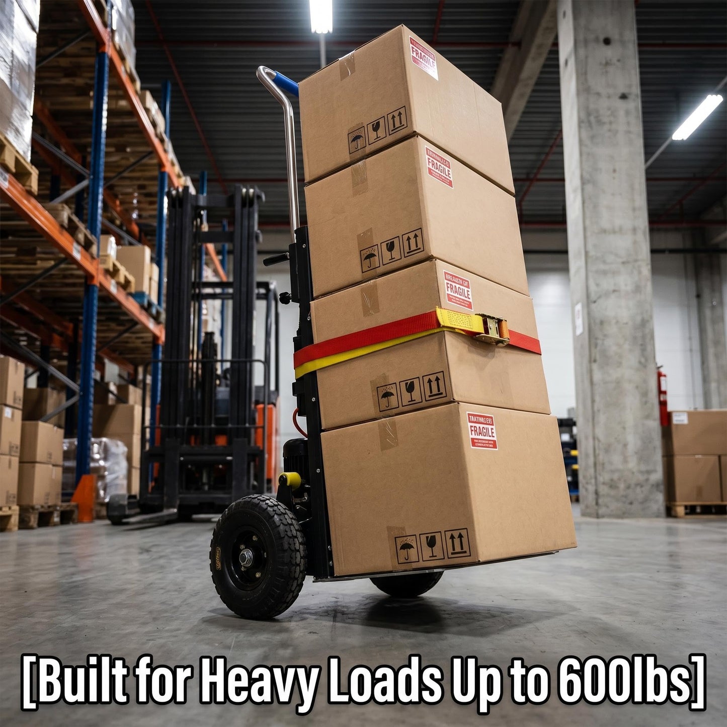 Electric Stair Climbing Dolly 600 lbs Capacity, Powerful Electric Hand Truck for Stairs, Stair Climber Dolly Cart for Furniture Appliance Moving Logistics Warehouse,Black