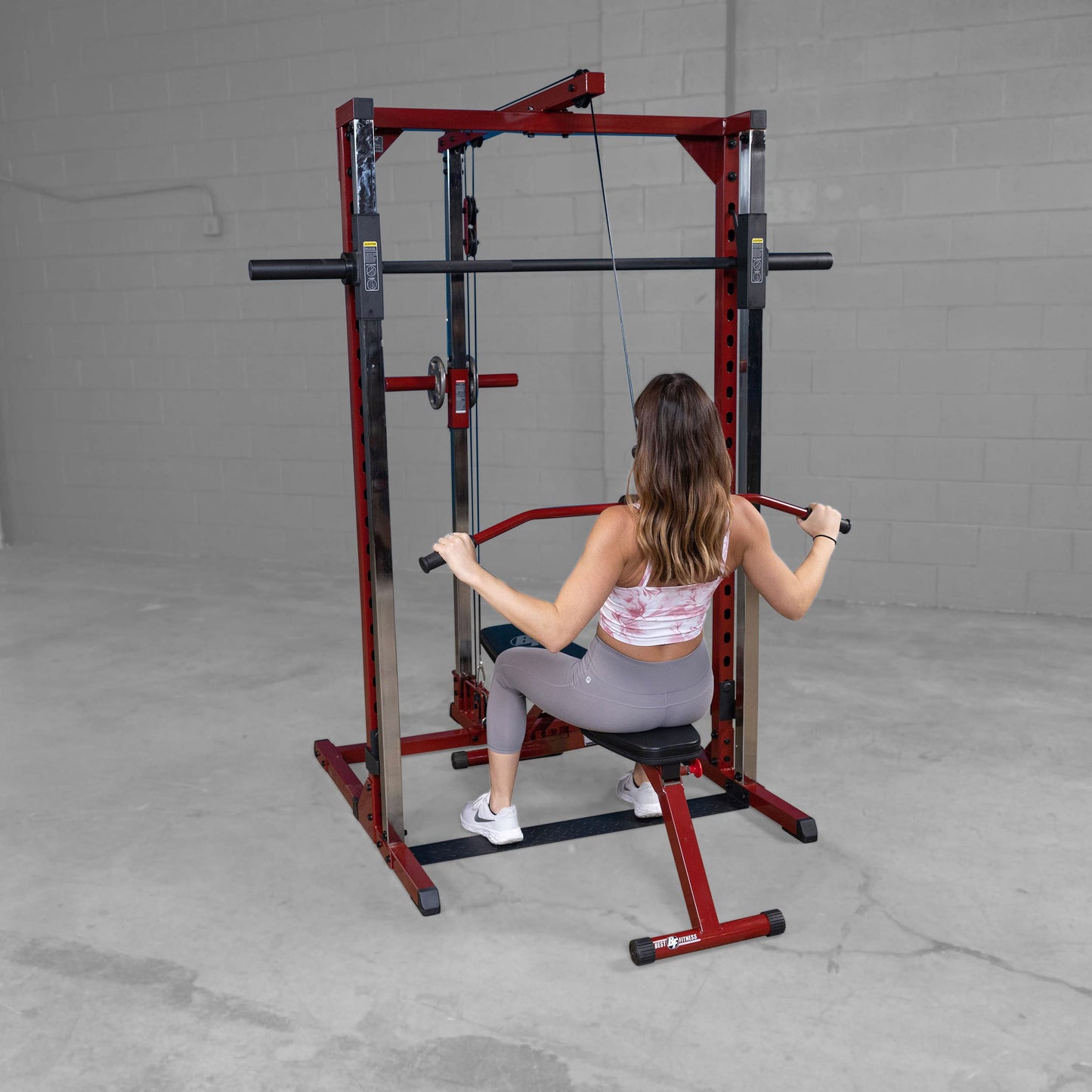 Body-Solid Best Fitness BFSM250P4 Smith Machine Package with LAT Attachment and Bench