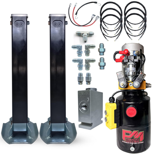 Hydraulic Trailer Jack (24,000 lb) Power Jack 12K x 2 Double Acting, Lift Trailer Jack Stand & Hydraulic Power Unit with (Hydraulic Jack with Bracket) (24k Jack Weld On)