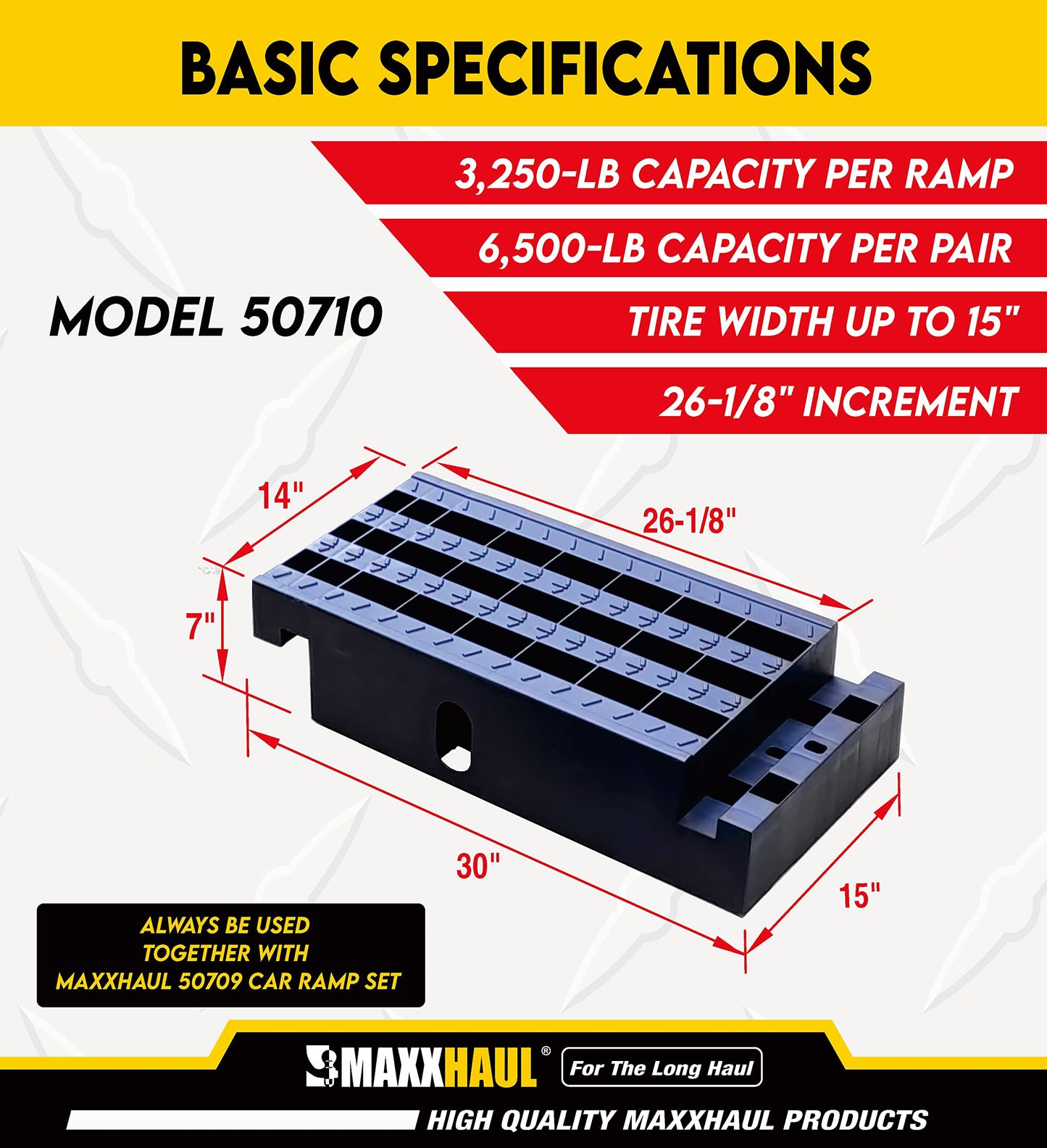 MAXXHAUL 50710 Middle Section (Extension) for 50709 Detachable Removable Poly Black Car Ramp Set (Pair)