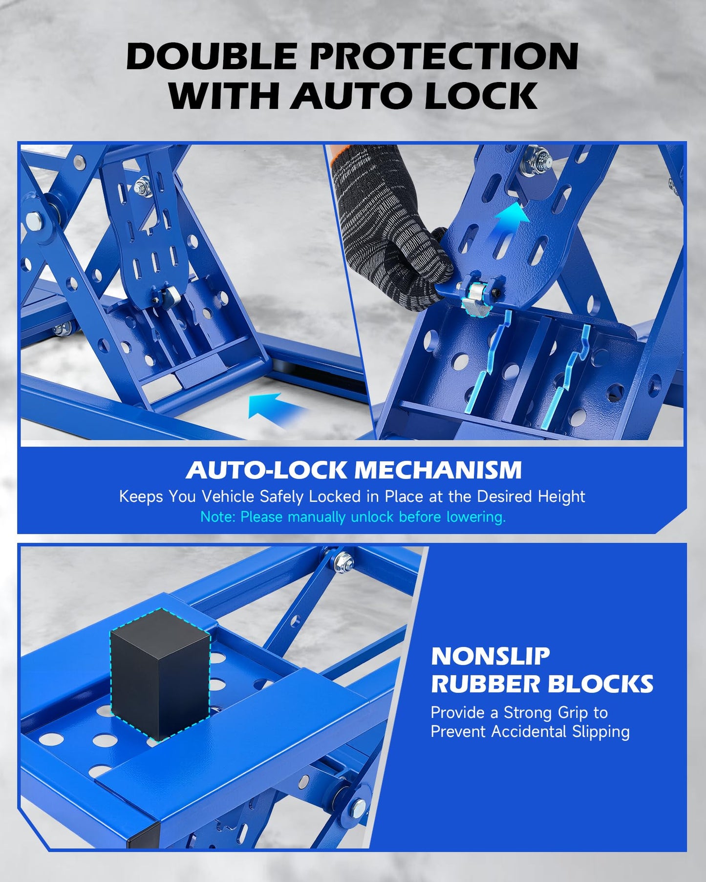 Orion Motor Tech Portable Car Lift with 7000lb Capacity, Heavy-Duty Adjustable Car Jack (26.8 in Max Height) for Sedan, Pickup Truck & SUV with Auto Lock Extension Plates