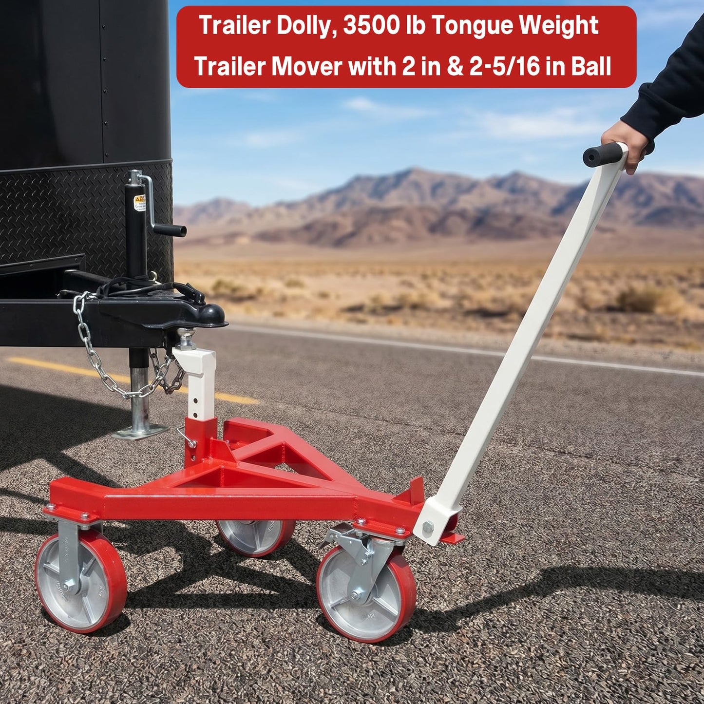 GAMINA KAVISI 3500 LBS Trailer Dolly, Angle Adjustable Trailer Mover with 2 Inch Hitch Ball, Heavy Duty Trailer Tongue Jack for RV, Boat, Motorcycle, Jet Ski and Small Trailer