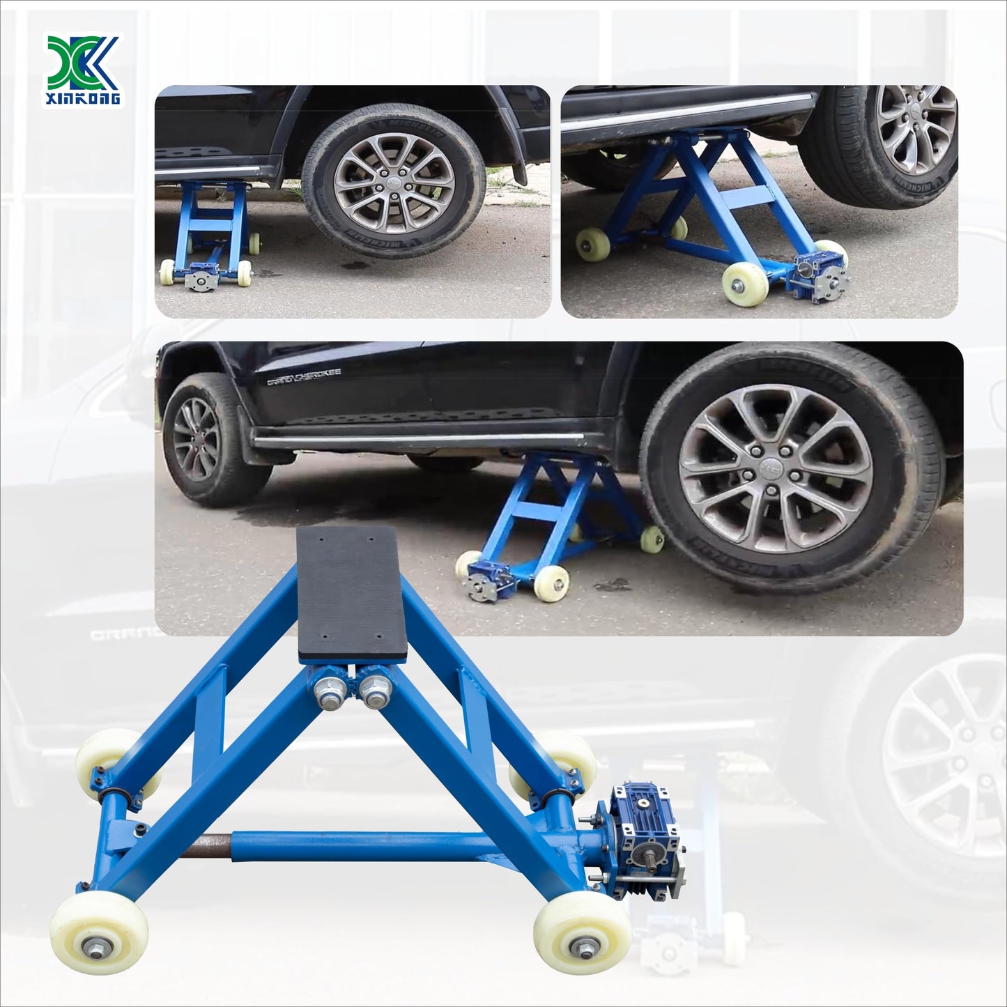 XK Portable Single-Side Car Lift – 5,511 lbs Capacity, Mechanical Vehicle Lift with Serrated Safety Lock, Max Height 19.29”, Portable Design with Wheels for Home Garage & Auto Repair