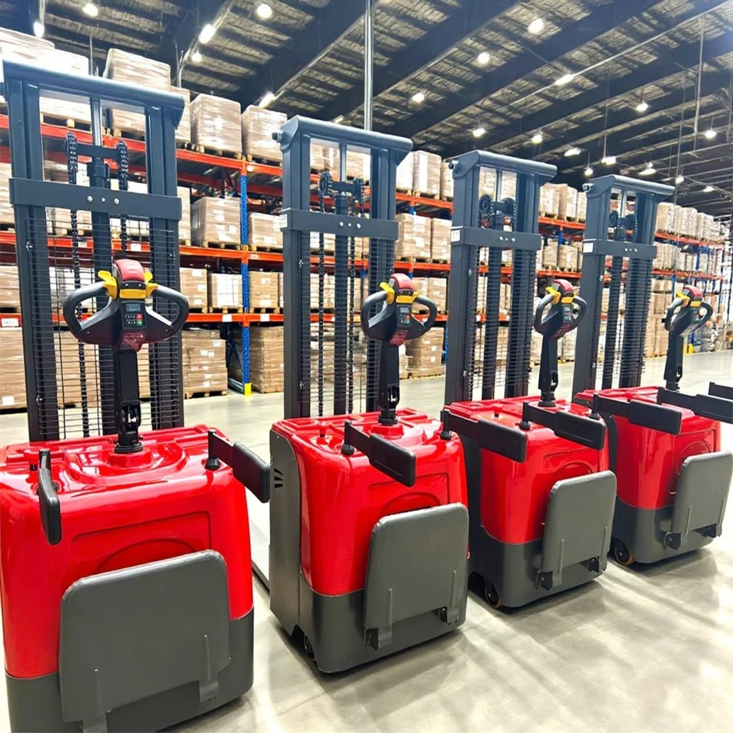Powered Electric Pallet Stacker with Material Lift Features for Warehouse handling, Pallet Lifting, and Tight-Space maneuvering with Optional Fork Lift use