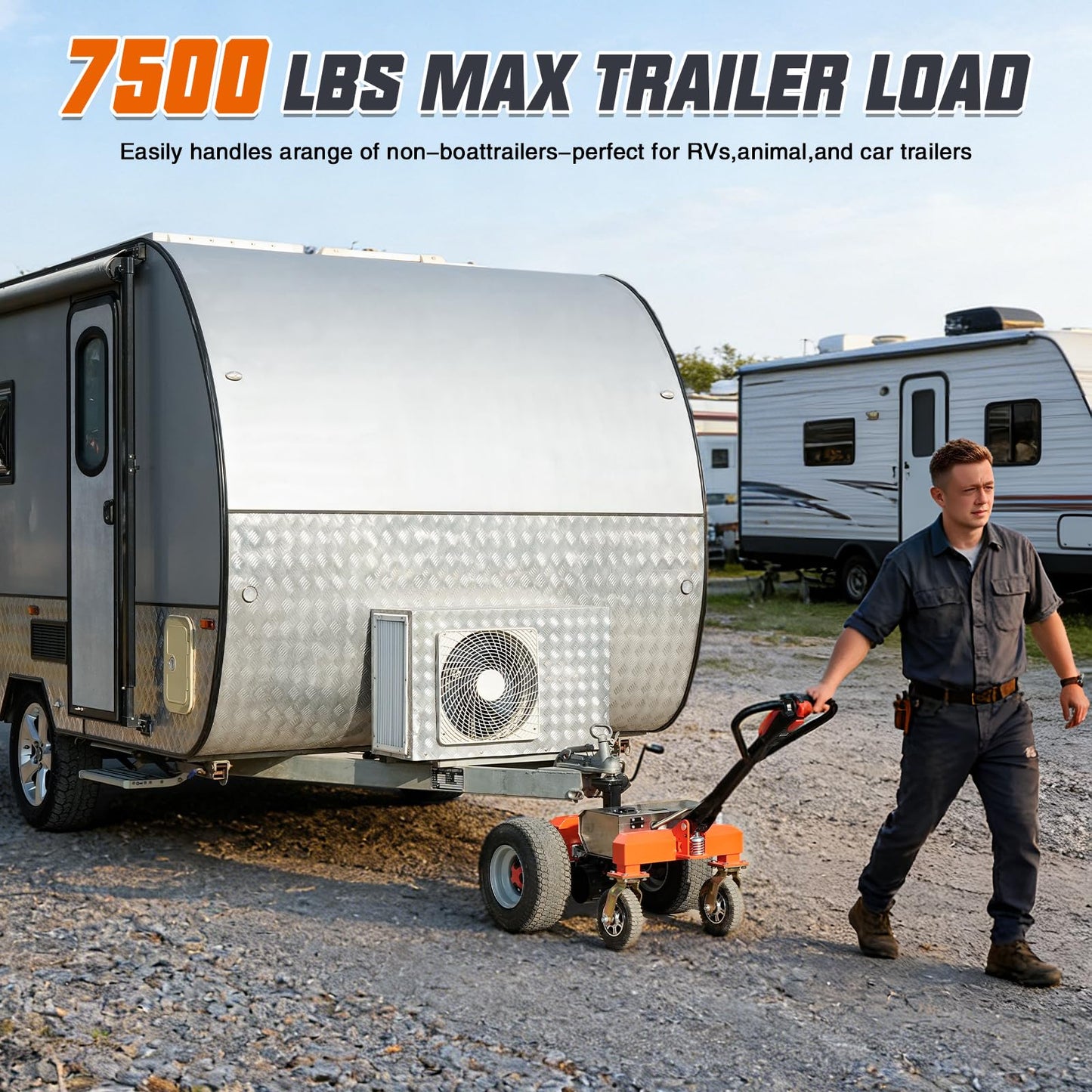 Electric Trailer Dolly, 7500Lbs Max Trailer Weight 1100Lbs Tongue Weight, 48V 800W Motorized Trailer Dolly with 2 & 2-5/16 in Hitch Balls for RV Campers, Cargo & Utility, Boat, Car Trailers