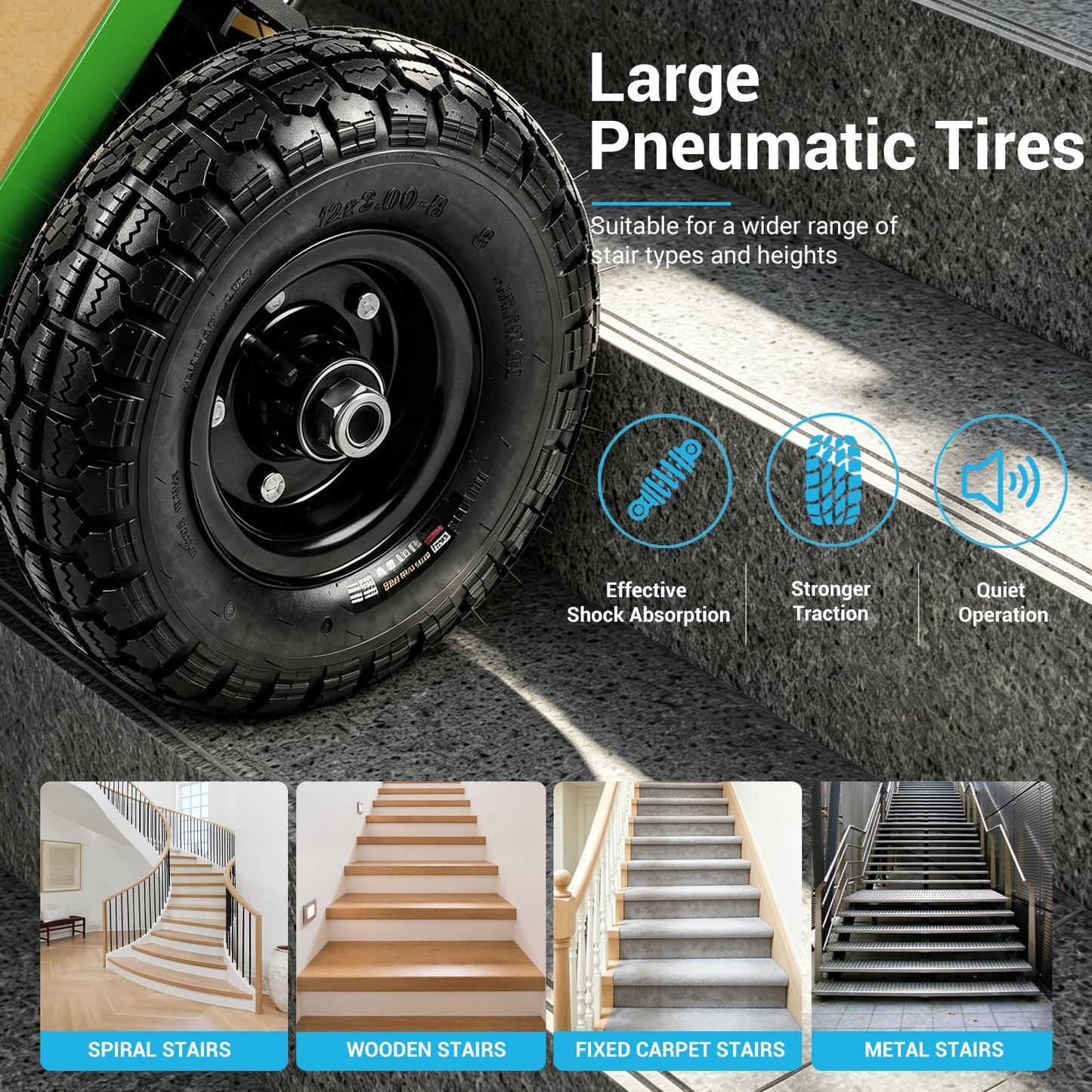 Electric Stair Climbing Dolly, Powered Hand Trucks 1300W Heavy Duty Stair Cart with Safety Rope for Furniture Logistics Warehouse