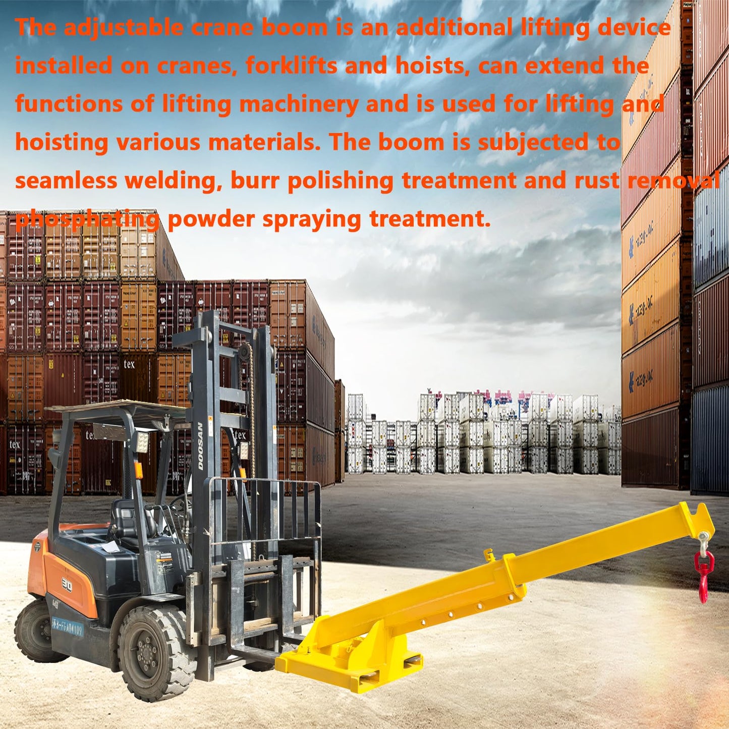 WYDDDARY Adjustable Mobile Crane Lifting Hoist Truss Jib Boom 11023.11LbS Capacity Forklift Telescopic Boom for Forklift Towing Handling(Angle Fixation)