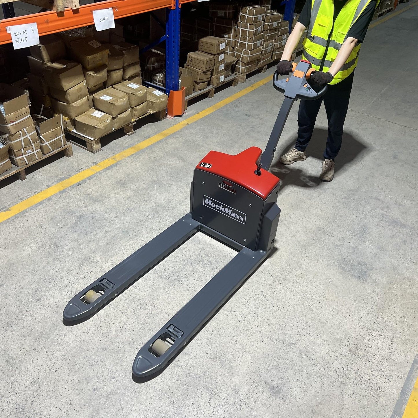 MechMaxx 3300lbs Lithium-ion Electric Pallet Jack, 45"x27" Fork, 24V 40Ah Battery, Walkie Type Truck, Model EPT33