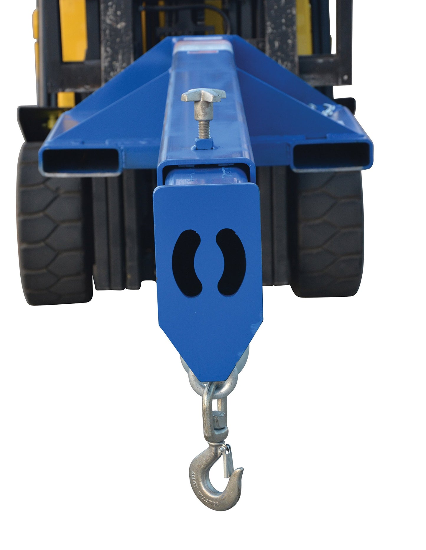 Vestil LM-EBT-8-24 Steel Economy Telescoping Lift Boom 24 In Fork Pocket Center 8,000 Lb. Capacity Blue and Yellow