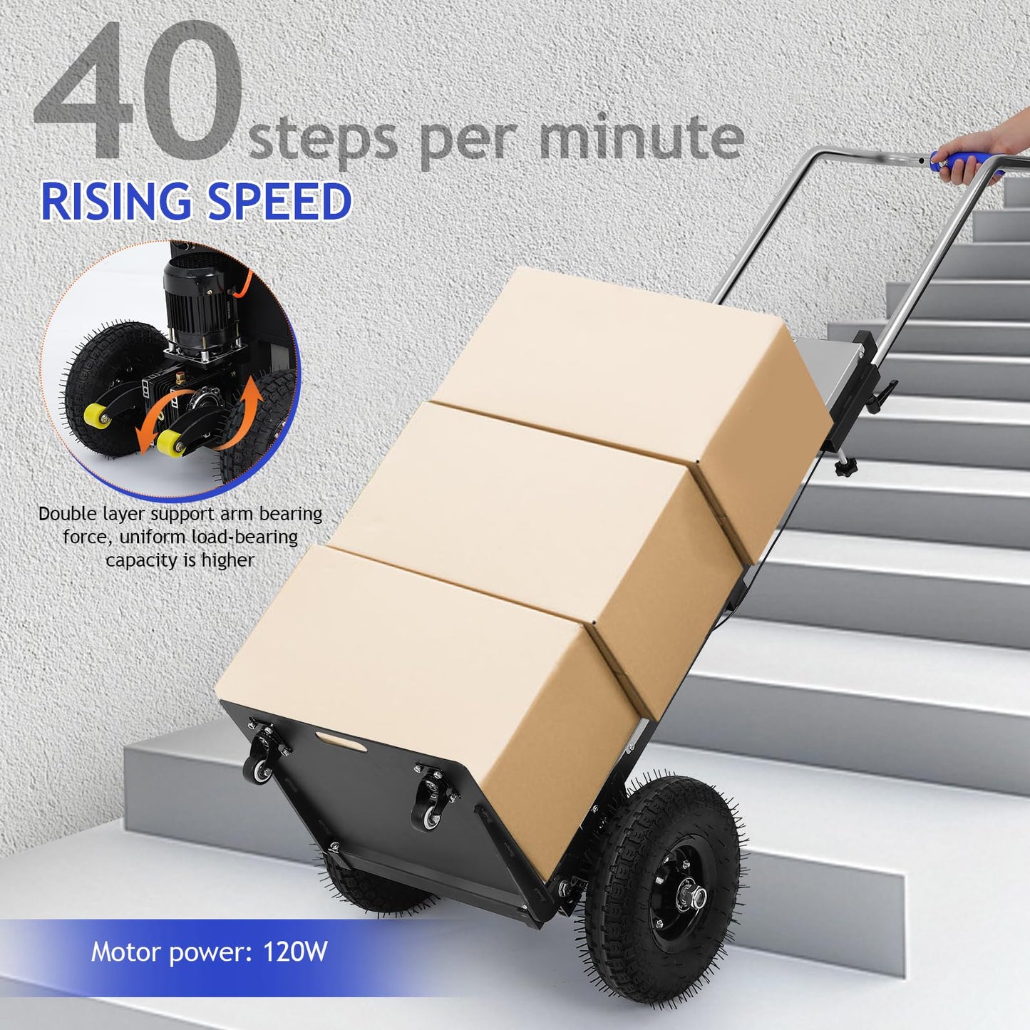 1200W Electric Stair Climbing Dolly, 900LBS Electric Hand Trucks Foldable, Heavy Duty Stair Climber, Foldable Stair Climbing Cart with Telescopic Handle for Moving Furniture Fridge Appliance