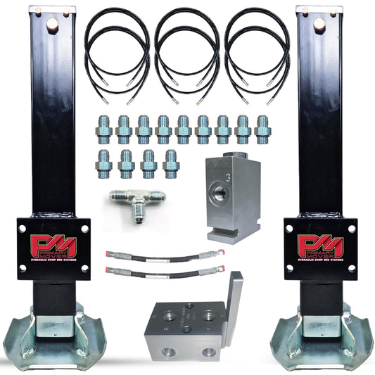 Primary Mover Hydraulic Trailer Jack (24,000 lb) - Power Jack 12K x 2 Double Acting, Lift Trailer Jack Stand & Hydraulic Jack Bracket kit with Hydraulic Power Unit (24k Jack Bolt On) PFJ-2-MB-ADS-K
