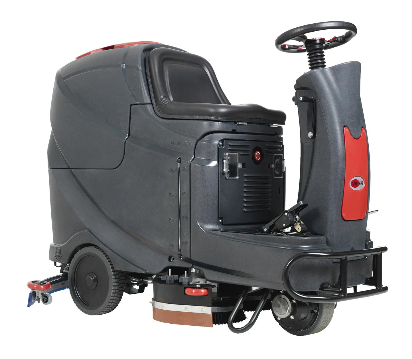 AS850R-TPPL Ride-On Floor Scrubber, 32" Cleaning Path, 31 Gal Solution & Recovery Tanks, (4) 120 Ah TPPL Batteries, Onboard Charger, Pad Drivers & Brushes