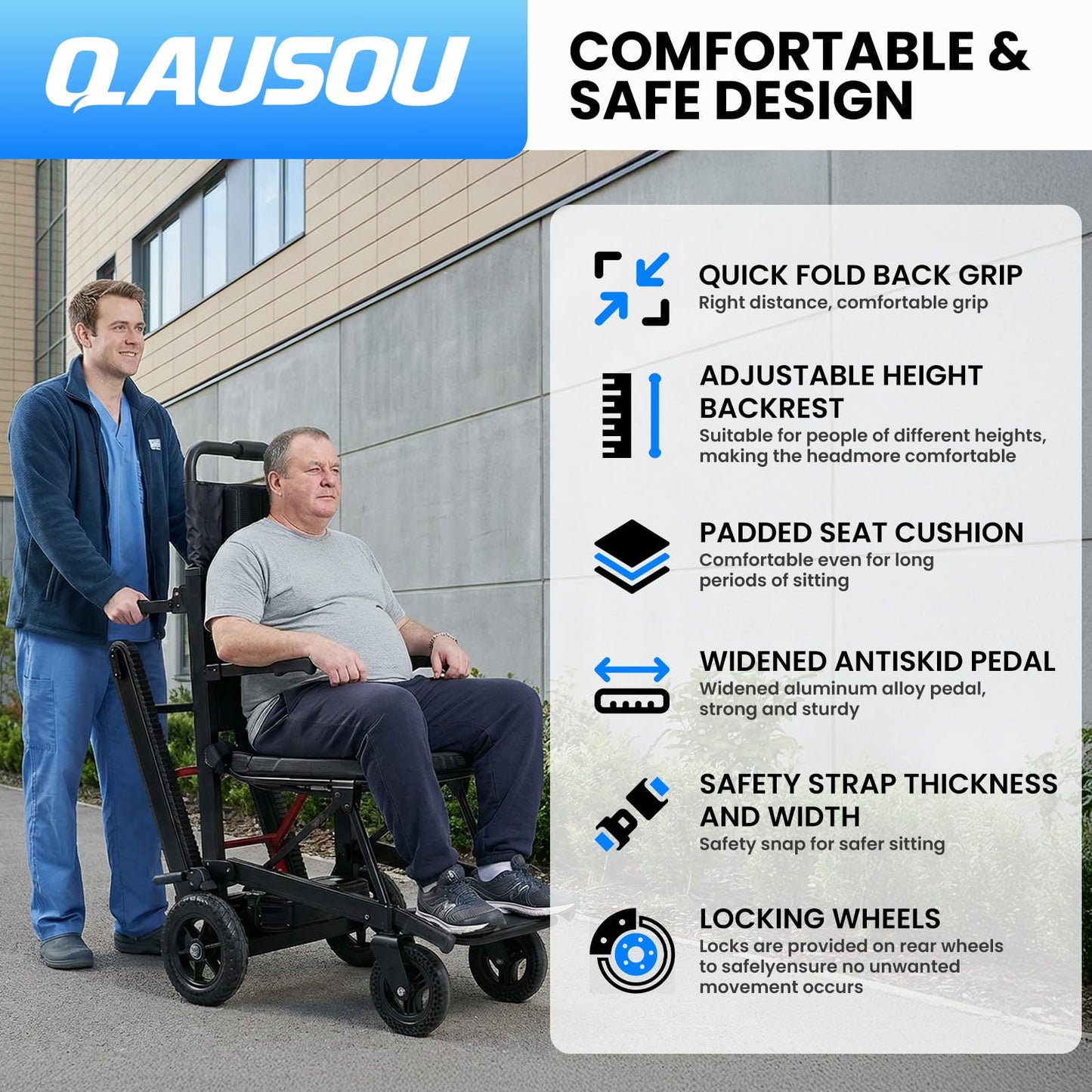 Power Wheelchair Foldable, Electric Stair Climbing Wheelchair, Stair Chair Lifts for Seniors, Mobile Elderly Stair Chair Load Capacity 450lbs