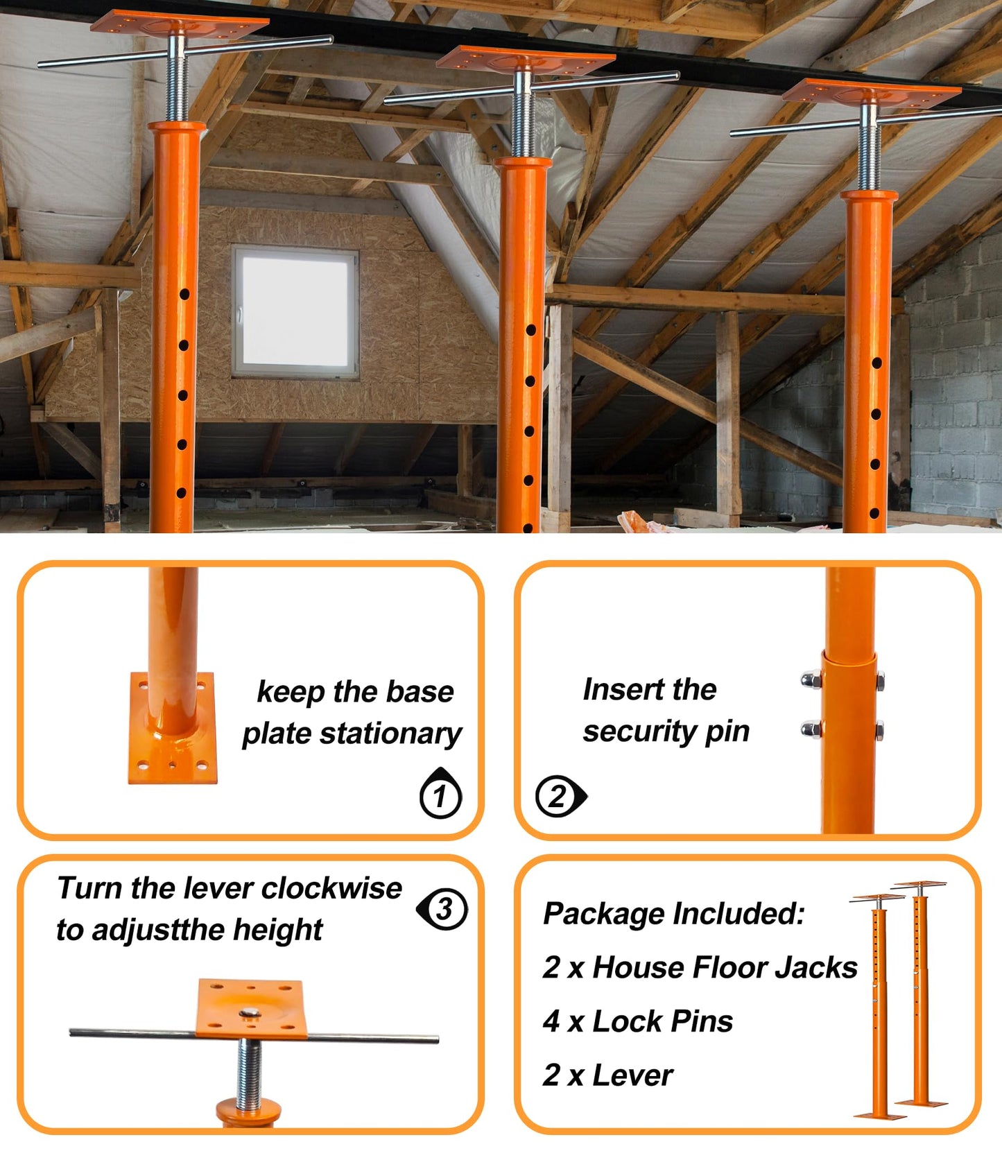 2 Pack Heavy Duty Floor Jack Post 31" to 63" Adjustable Support Pole Jack | 18,000 lbs Load Capacity | Basement Jack for Leveling, Foundation Repair, Crawl Space & Deck Support | Swivel Top Plate