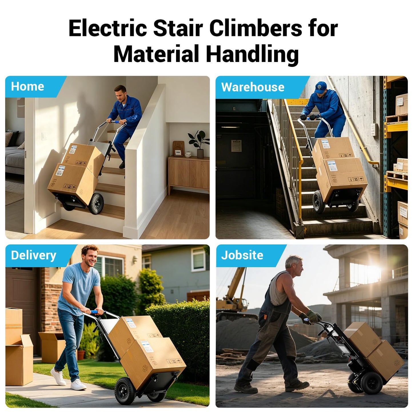 Electric Stair Climbing Dolly, Powered Hand Trucks 1300W Heavy Duty Stair Cart with Safety Rope for Furniture Logistics Warehouse