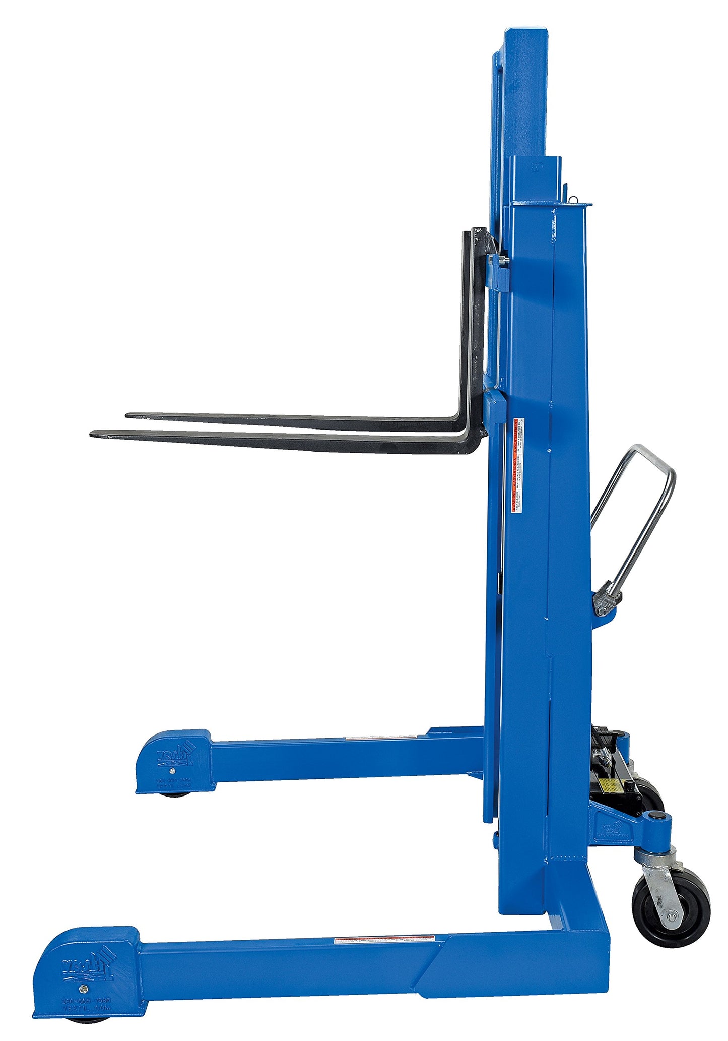 Vestil PMPS-50-AIR Steel Pallet Master/Server Stacker Reciprocating Air/Oil Powered 50 In. Raised Height 4,000 Lb. Capacity Blue