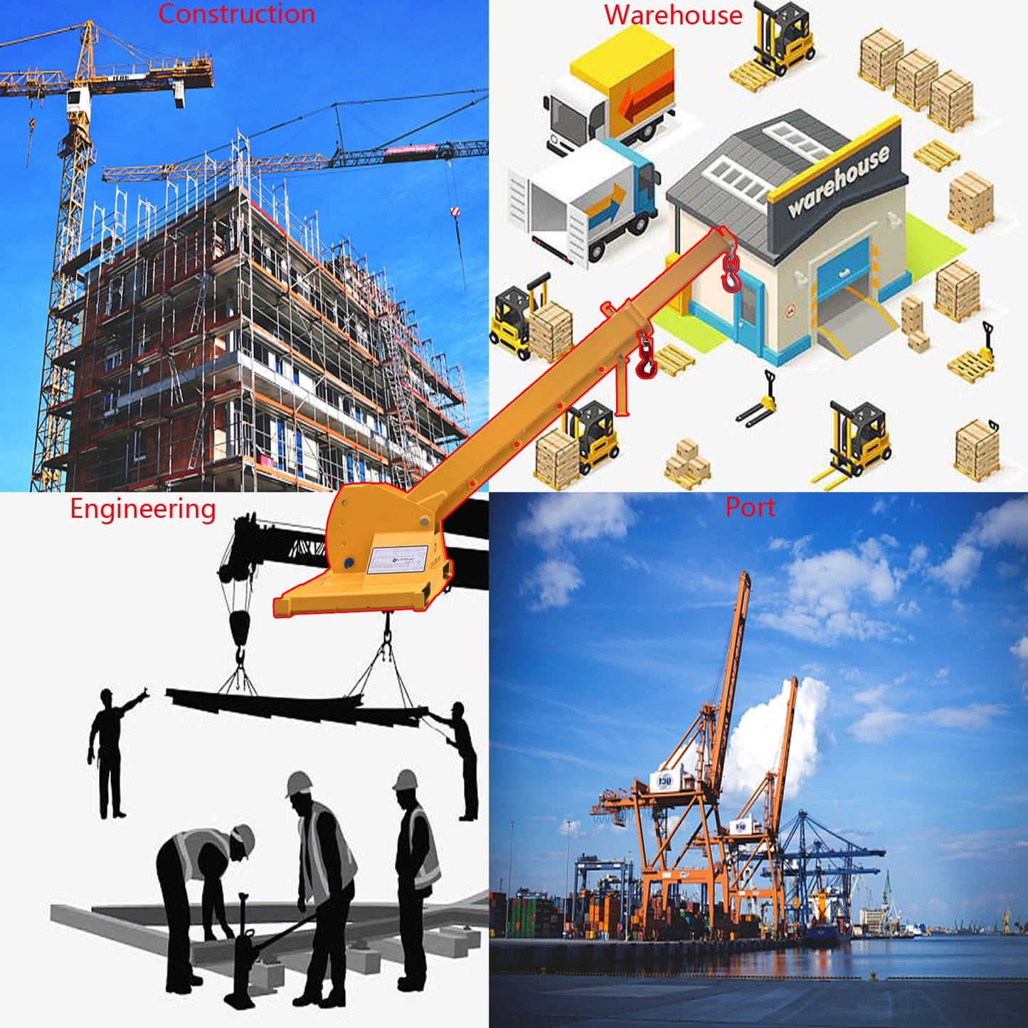 WYDDDARY Adjustable Mobile Crane Lifting Hoist Truss Jib Boom Hook Forklift Telescopic Arm with Adjustable Tilt Angle for Forklift Towing Handling(6614LbS Lift Capacity)