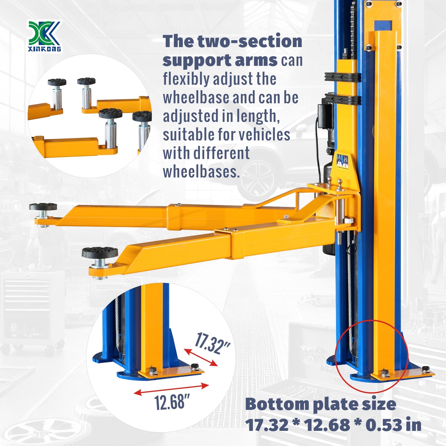 XK-1150-220V Auto Lift Car Lift Capacity 11500 Lbs Two Post Truck Hoist with 36 Months Parts Replacement