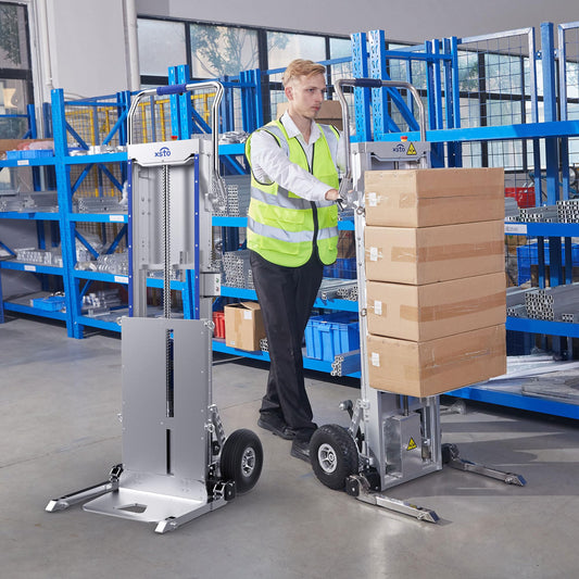 Electric Stair Climbing Hand Truck with Power Lift Platform, Pallet Truck Dolly, Lift Table, Fork Lift - 375lb Capacity,Max Lifting Height 40.35"