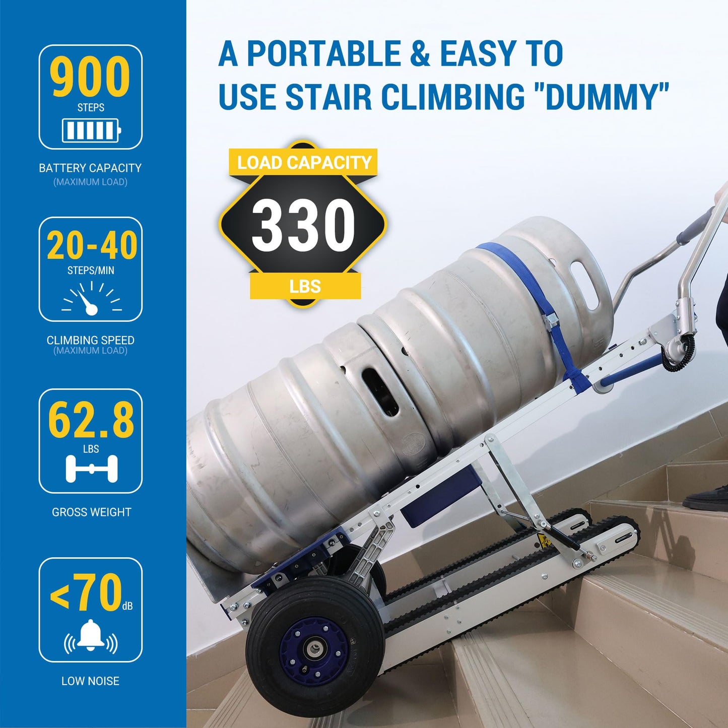 Electric Track Stair Climbing Hand Truck with Brakes 331 lbs Capacity (XSTO CT150PB)