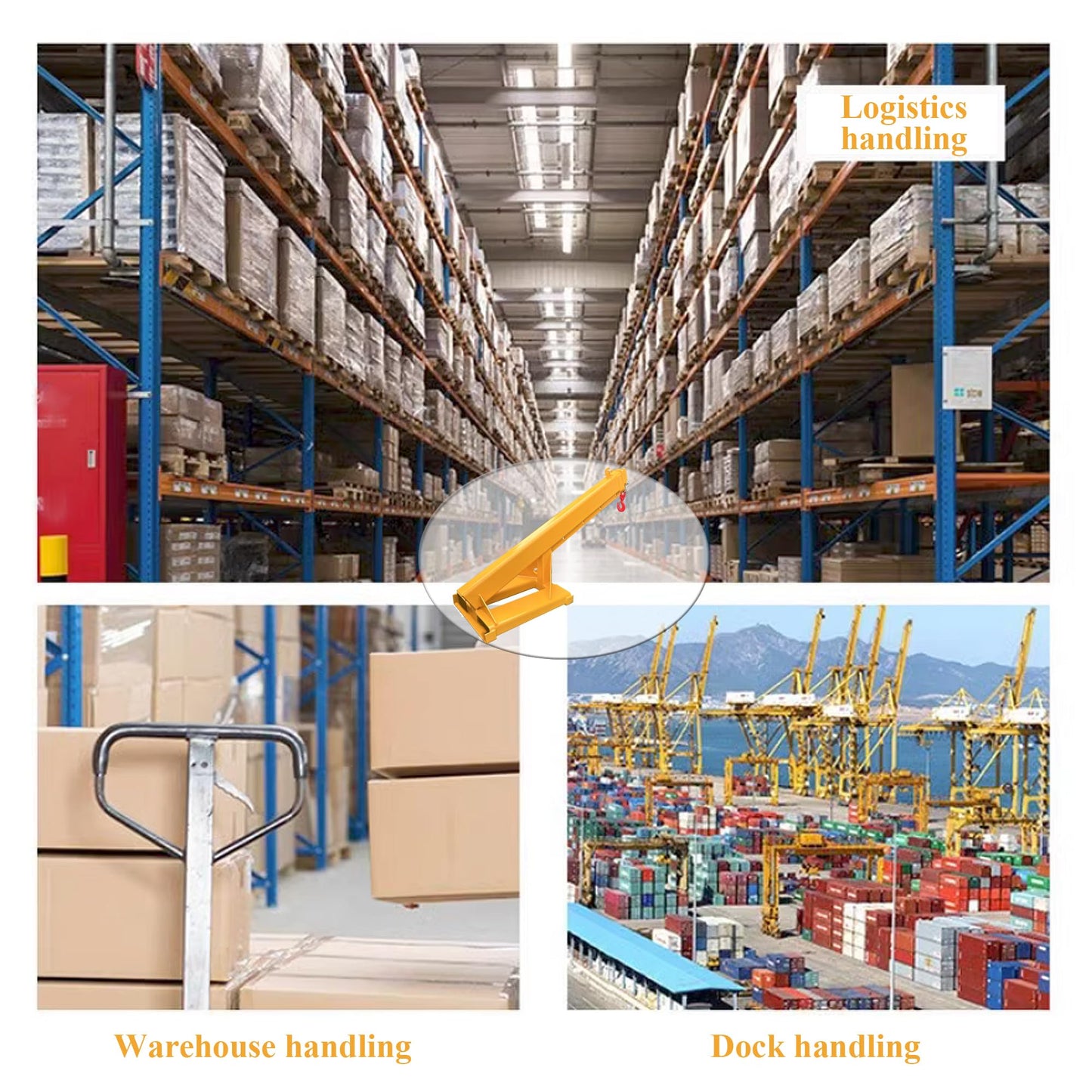 HQHAOTWU Forklift Jib Boom Crane 6600lbs Capacity Telescoping Mobile Crane Industrial Adjustable Forklift Lifting Hoist Truss Jib Boom Hook Manual Telescopic 63in-98in for Warehouse & Factories