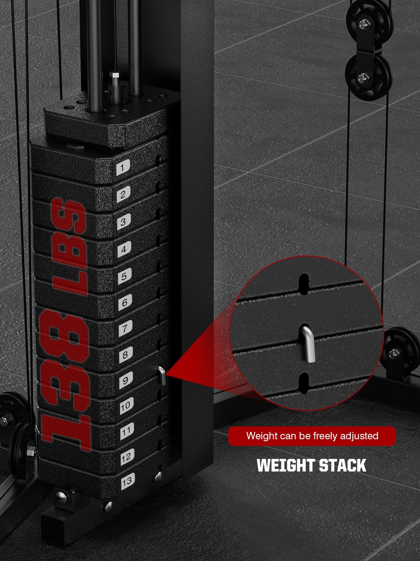 SunHome Multifunction Home Gym Equipment Workout Station, Smith Machine with 138LB Weight Stack and BP, Leg Press, LAT Station for Full Body Training