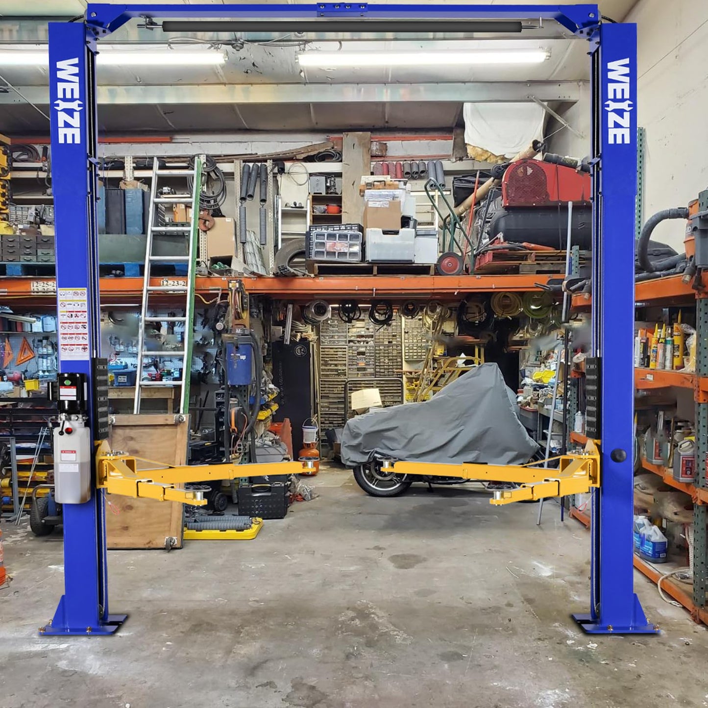 WEIZE 10000lbs 2 Post Car Lift with Double Point Release, 2 Post Overhead Auto Truck Tractor Lift for Repair Store