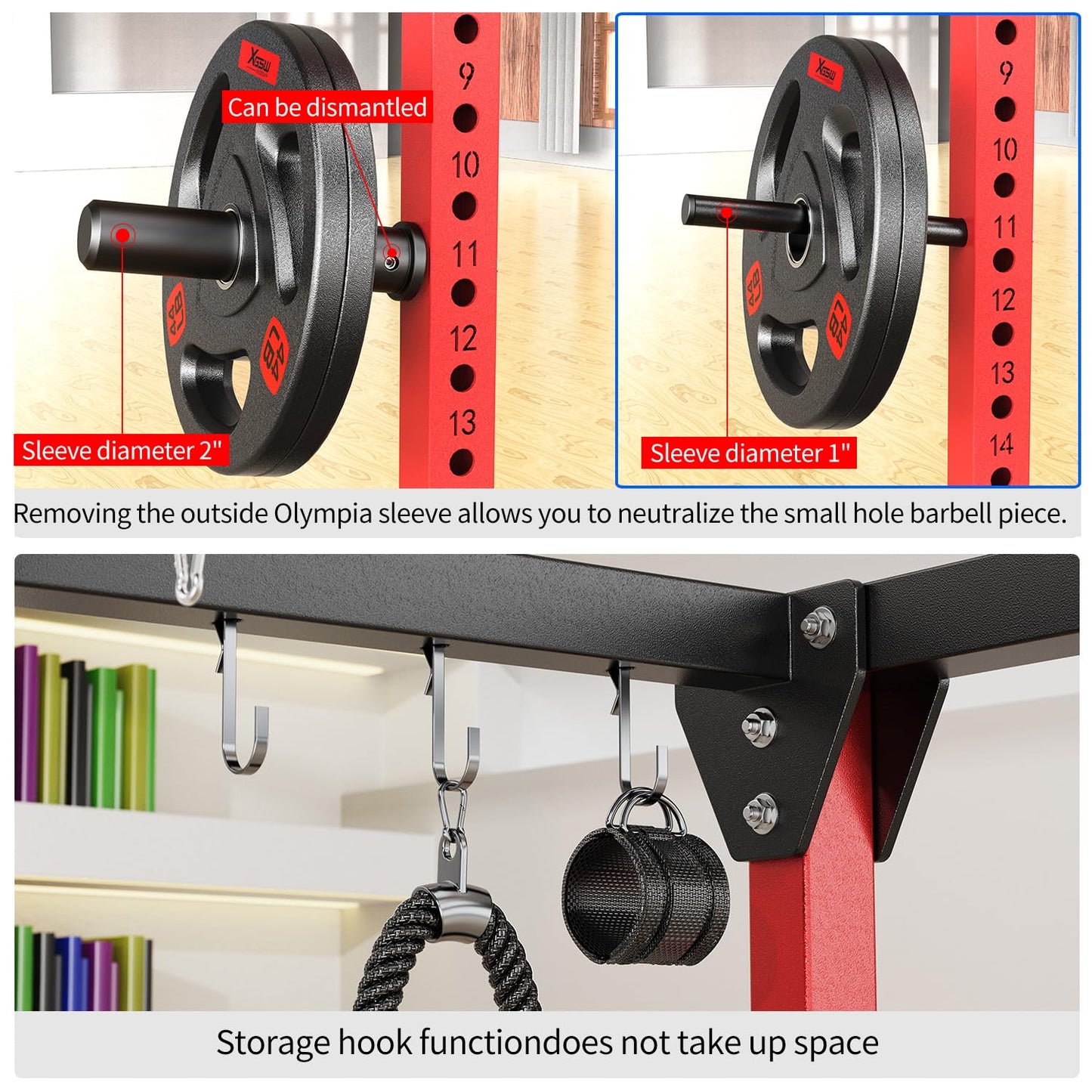 XGSW XINGESIWR Multi-Purpose Squat Rack,Smith Machine Weight Rack Set with Cable Crossover System, Home Gym Power Racks, Power Racks and Packages (L01, Power cage Black+Bench+Color BP 230LBS)