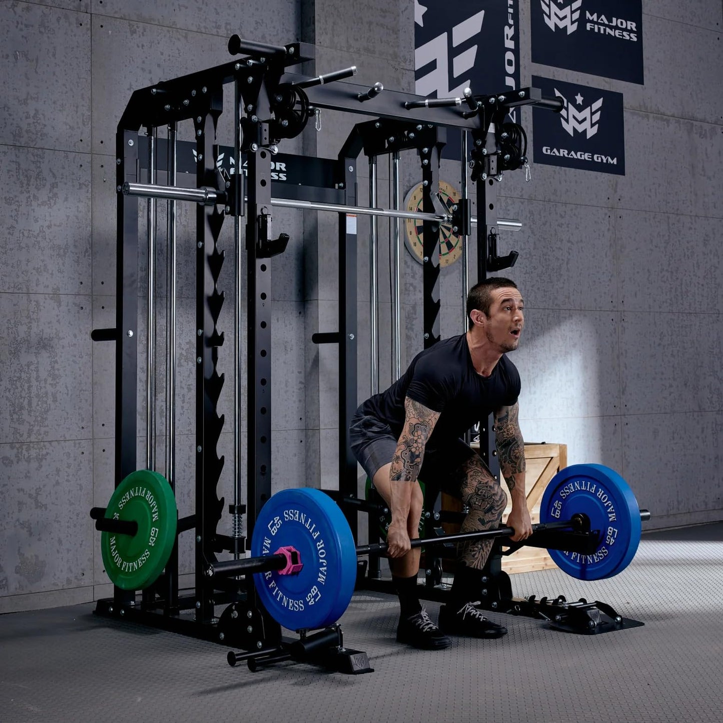 Hydra Fitness Exchange All-in-One B52 Standard Home Gym Smith Machine | with Power Rack, Cable Crossover, Dual Pulley System, Landmine, and Multi-Grip Pull-Up Bar – Heavy-Duty Fitness Equipment